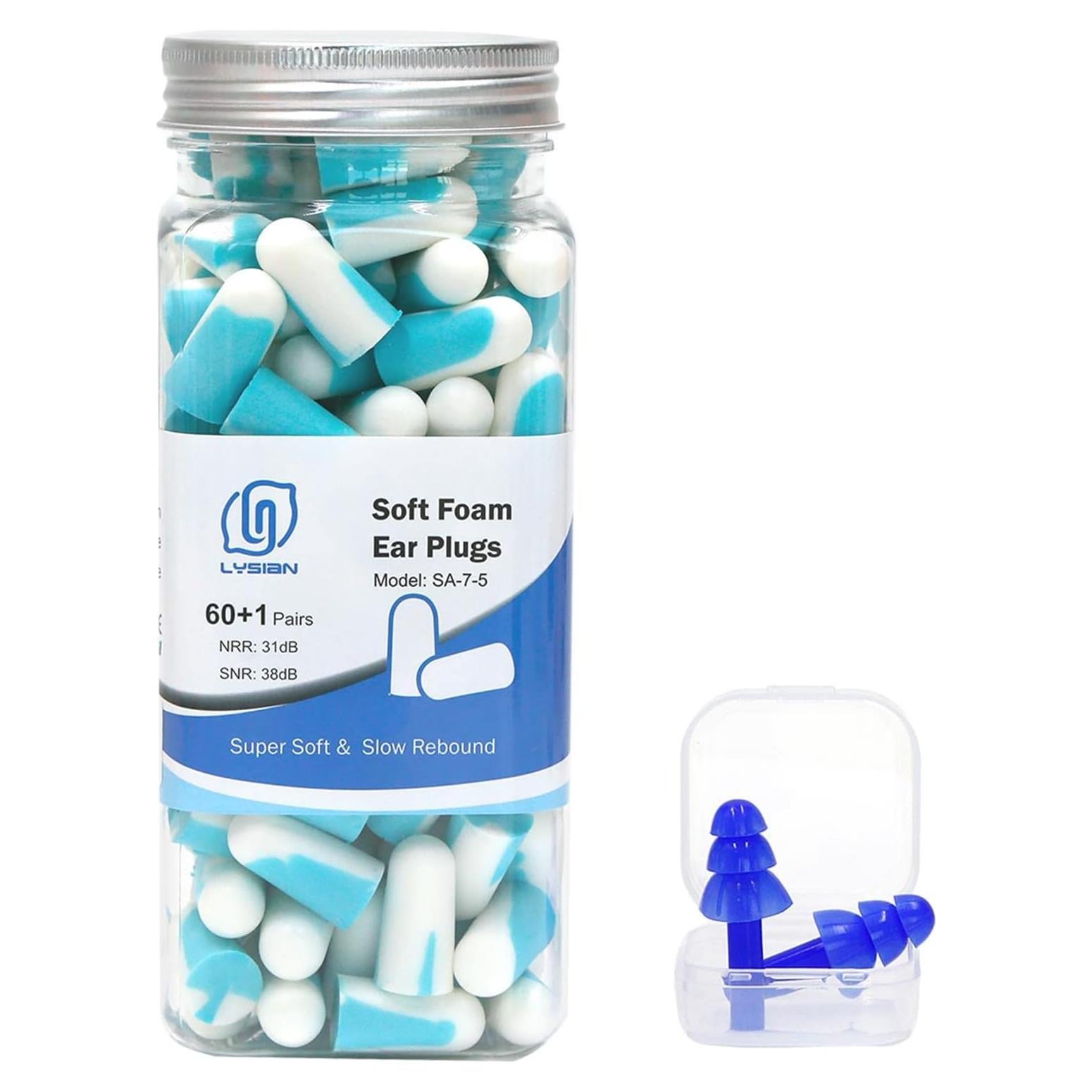 Tapones para oídos LYSIAN 60 pares 38dB para dormir y ruido