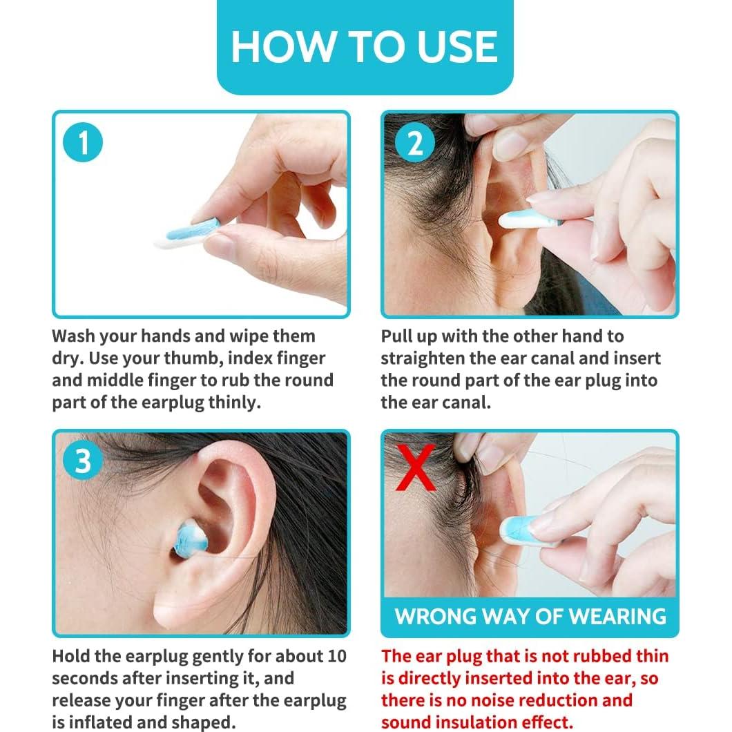 Tapones para oídos LYSIAN 60 pares 38dB para dormir y ruido