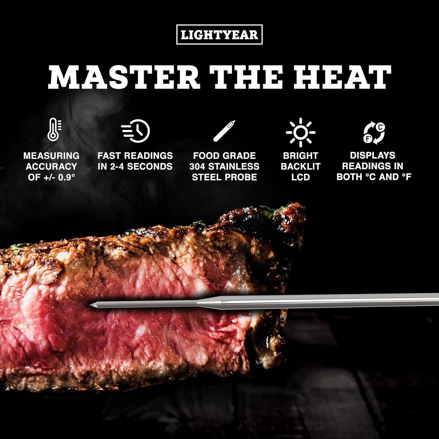 Termómetro de Carne Lightyear | Digital Inmediato IP65 Acero