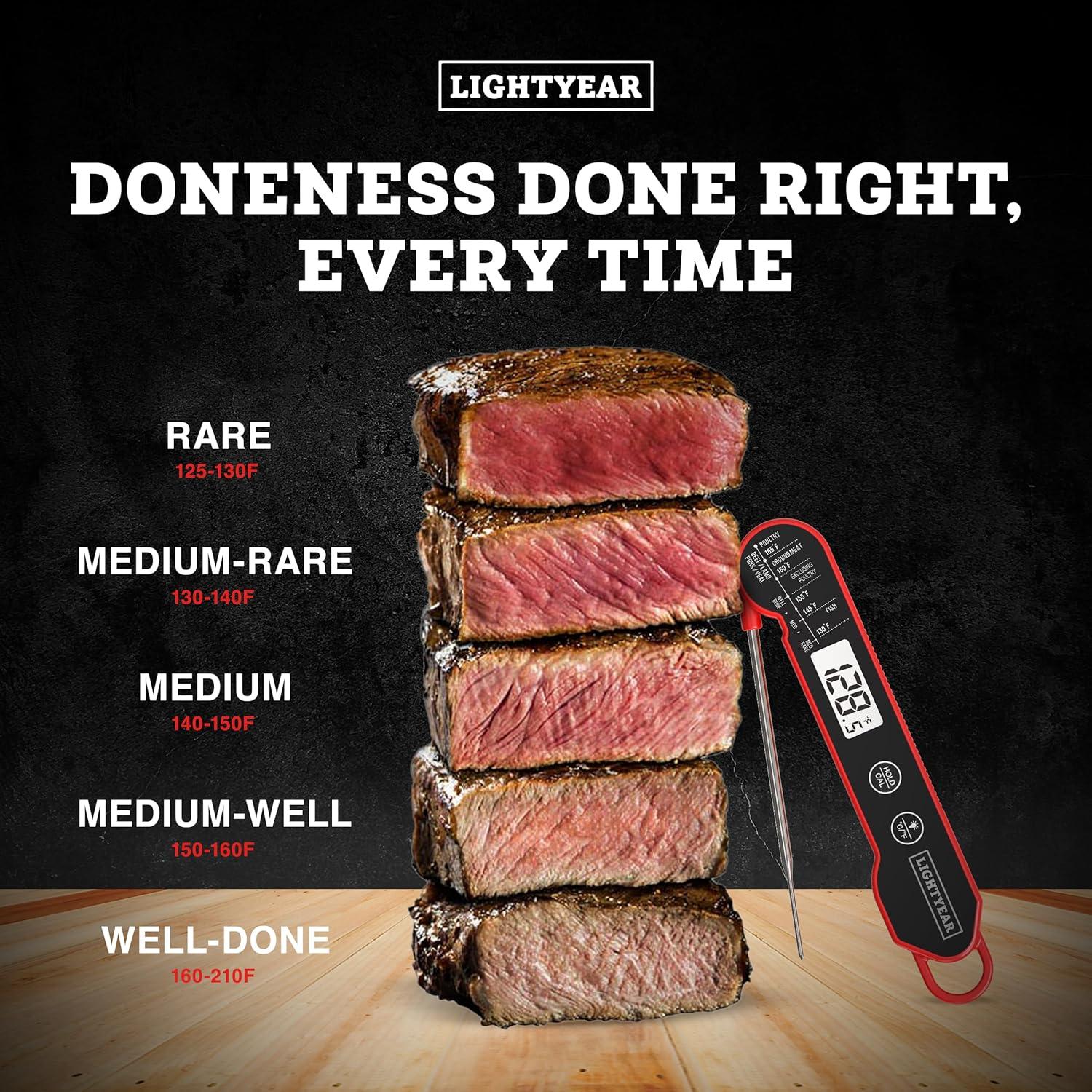 Termómetro de Carne Lightyear | Digital Inmediato IP65 Acero