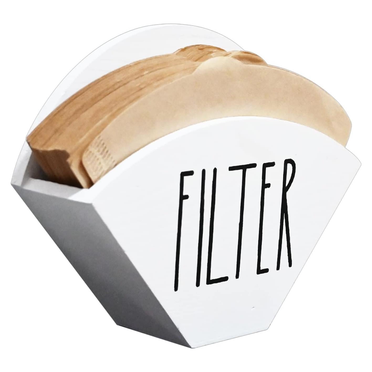 Soporte de Filtros de Café de Madera Blanco - Estilo Granja 16x12x4.3 cm