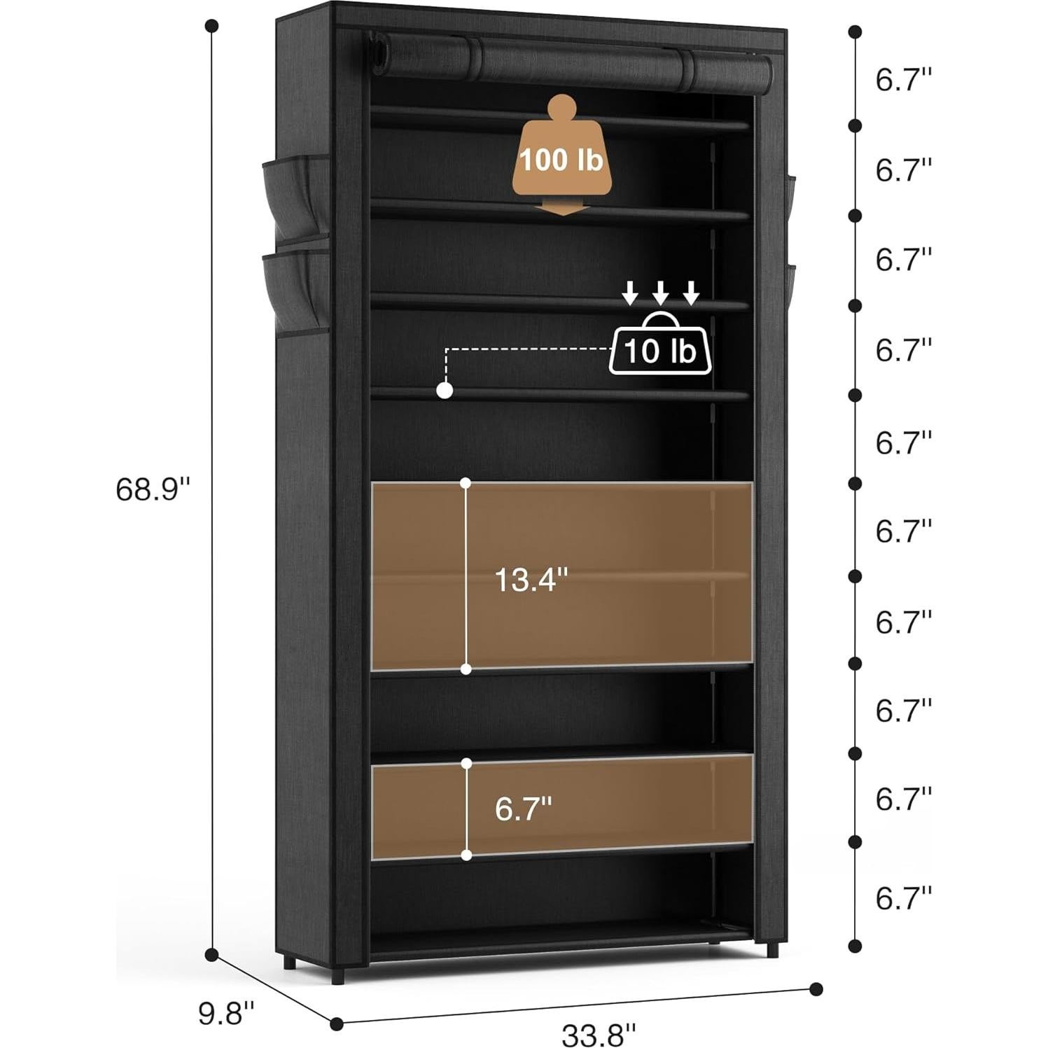 Estante para Zapatos ROJASOP de 10 Niveles, Capacidad para 55 Pares