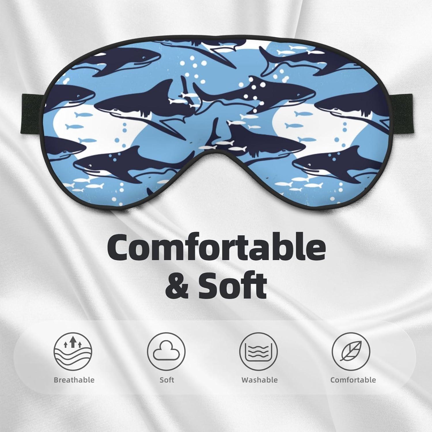 Máscara de Ojos para Dormir YNXYTB Tiburones y Peces Azules