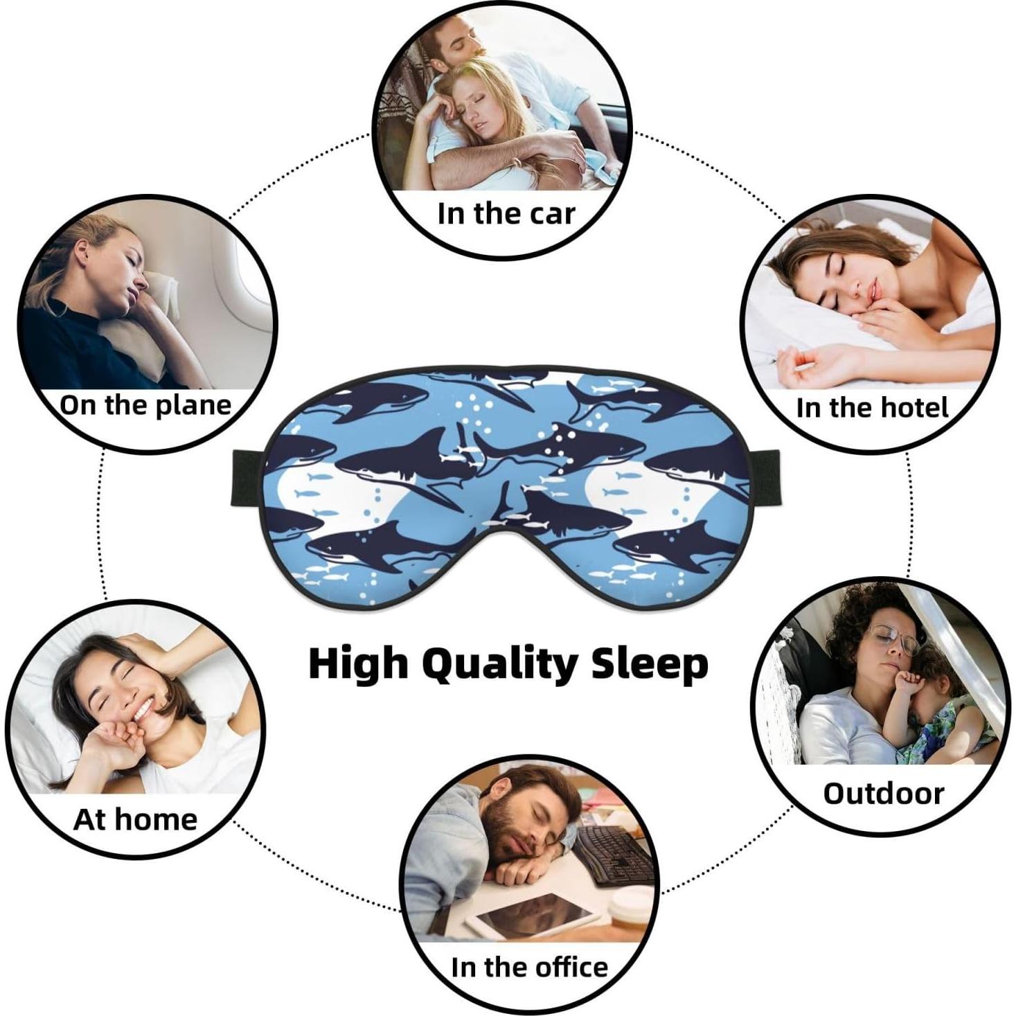 Máscara de Ojos para Dormir YNXYTB Tiburones y Peces Azules