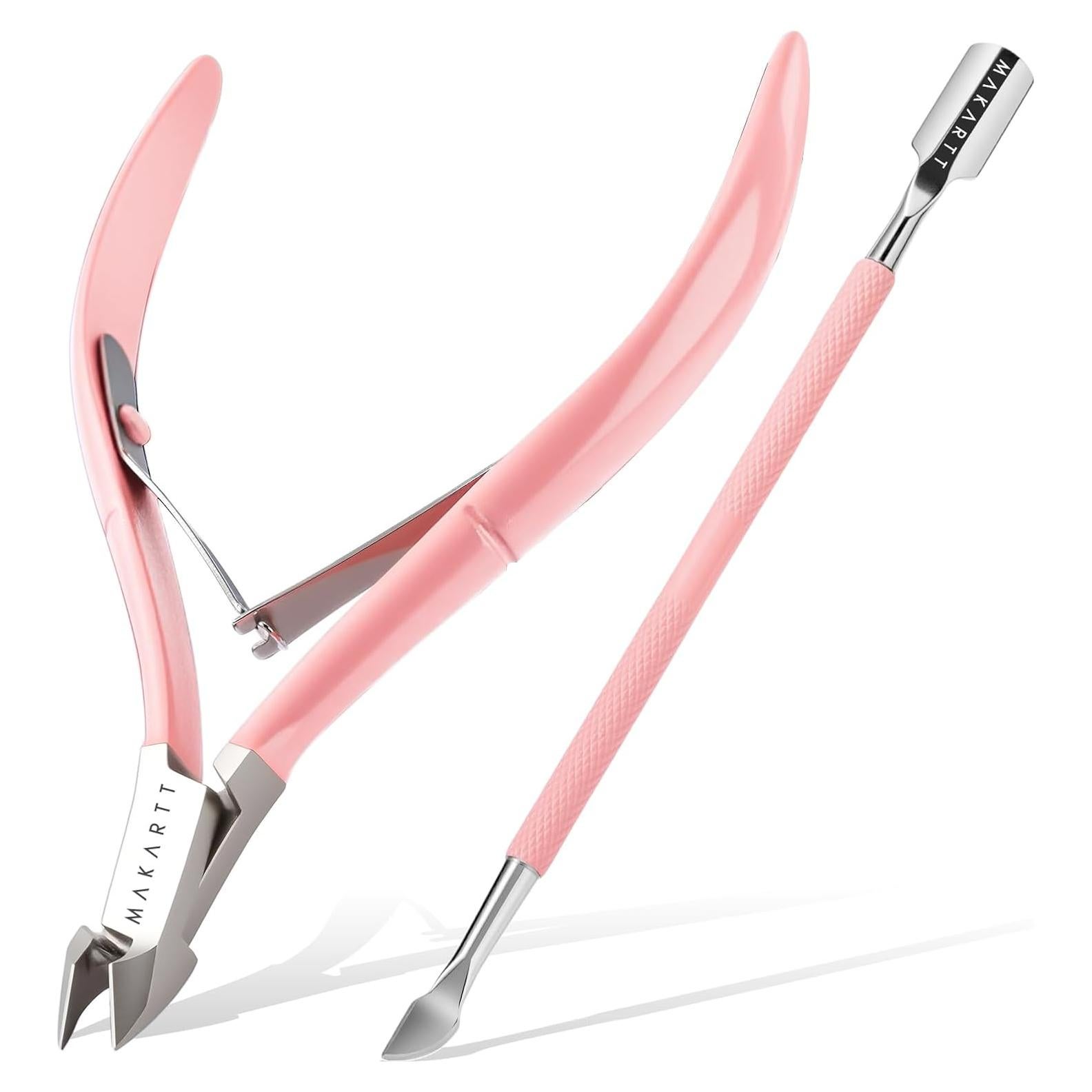 Cortador de Cutículas Makartt Rosa con Empujador 2 en 1