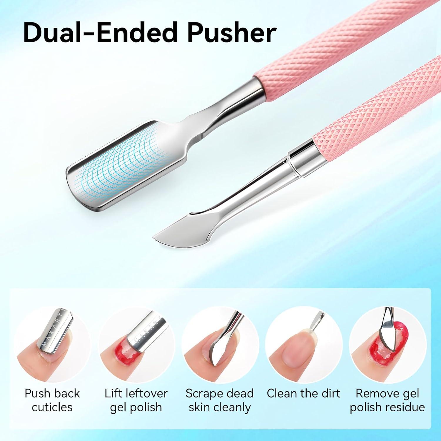 Cortador de Cutículas Makartt Rosa con Empujador 2 en 1