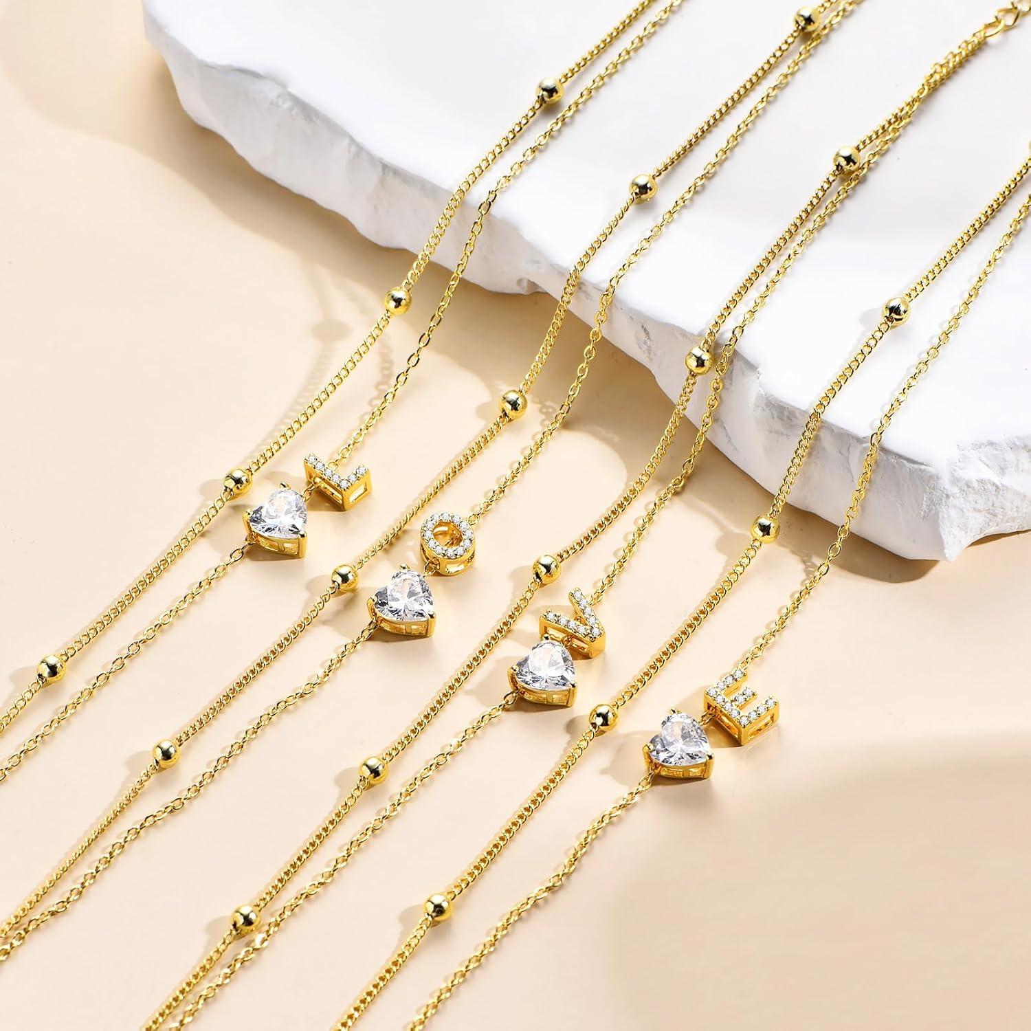 Pulsera de Tobillo de Oro 14K MYYOII con Iniciales CZ Ajustable