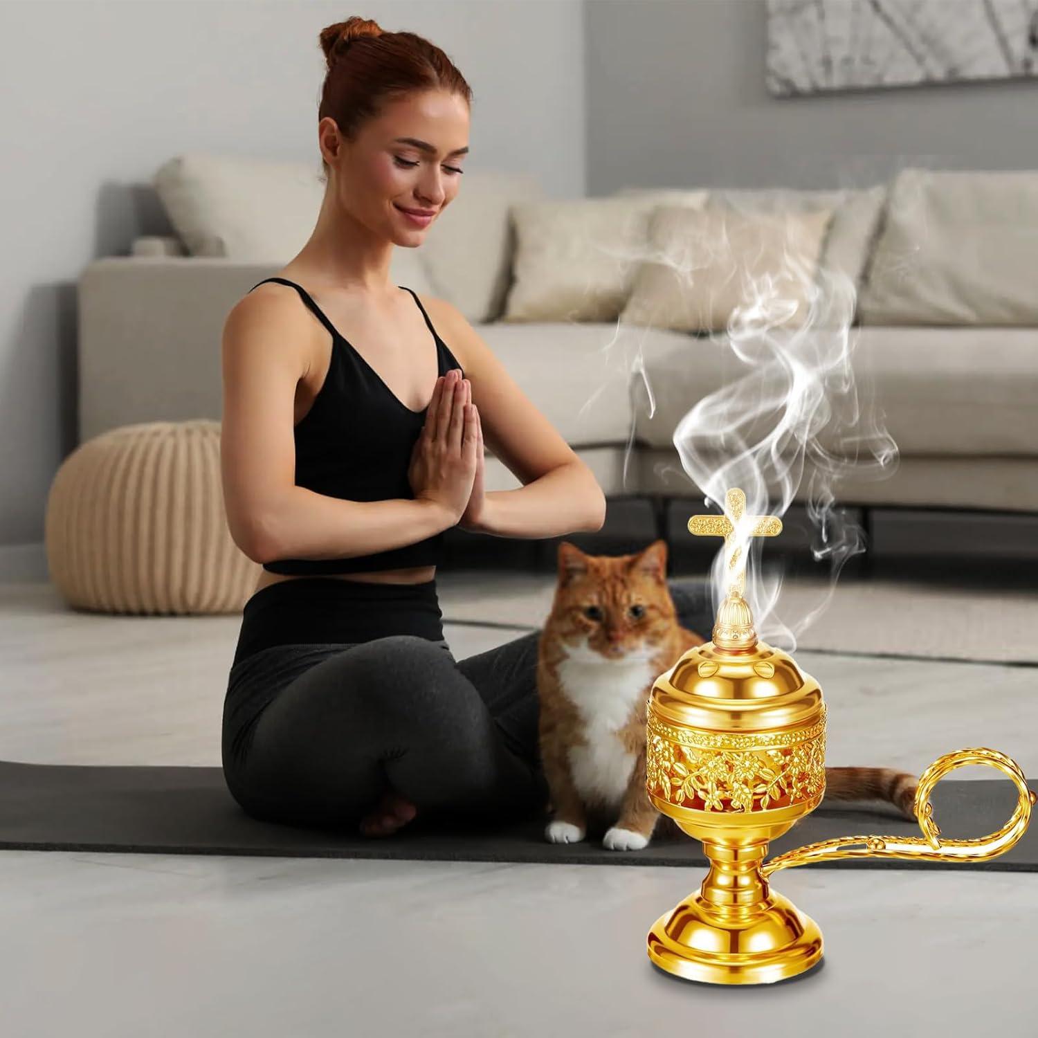 Quemador de Incienso Dorado Lemitung - Set 2 Piezas 363g