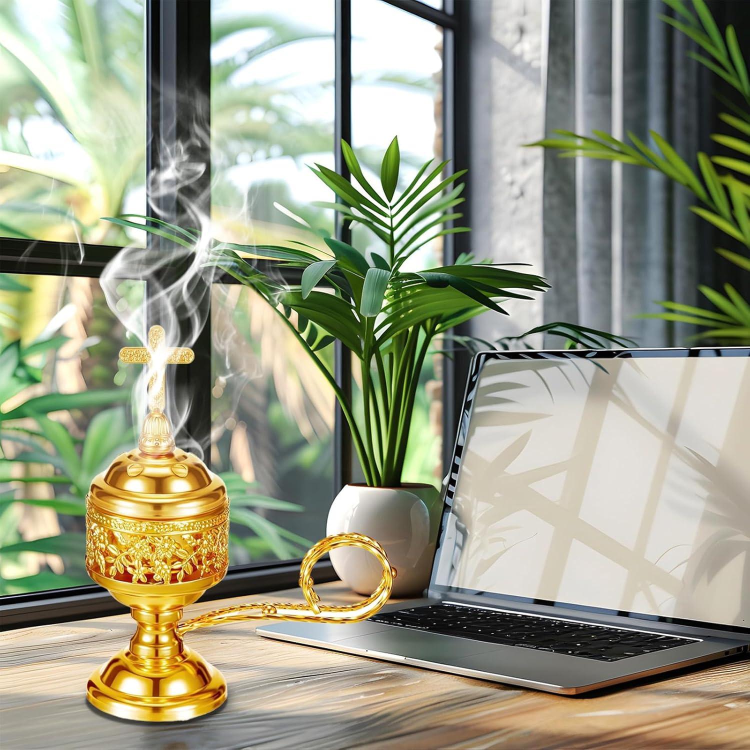 Quemador de Incienso Dorado Lemitung - Set 2 Piezas 363g