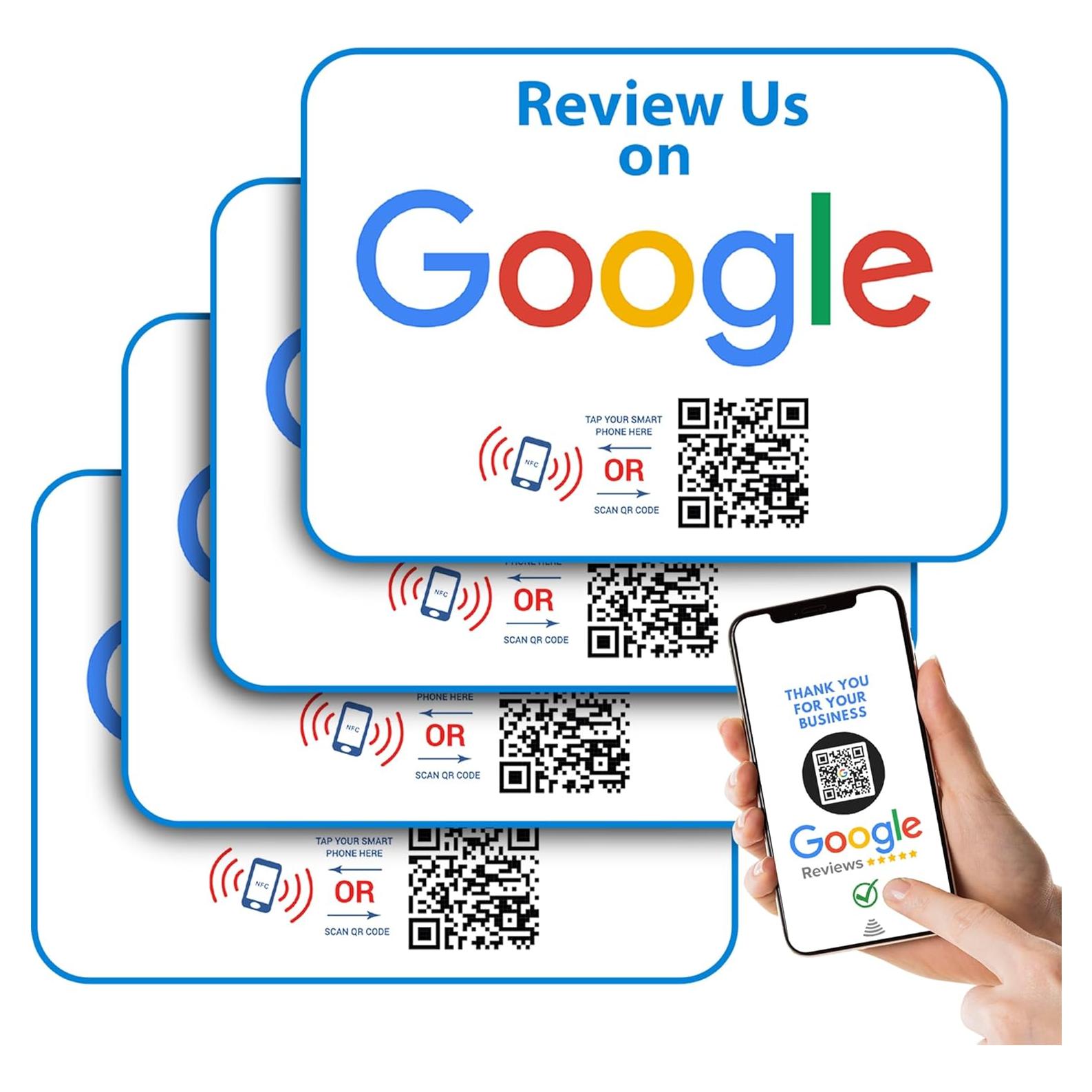 Tarjetas de Reseñas Google ScanAndBuyWall - Paquete de 4