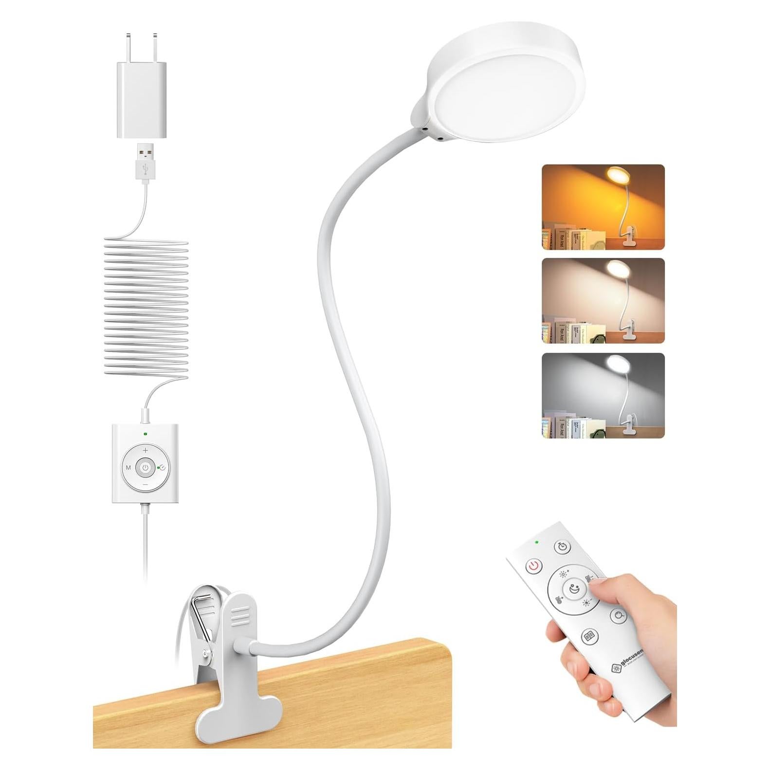 Lámpara Clip Glocusent con Control Remoto 5W Luz de Lectura