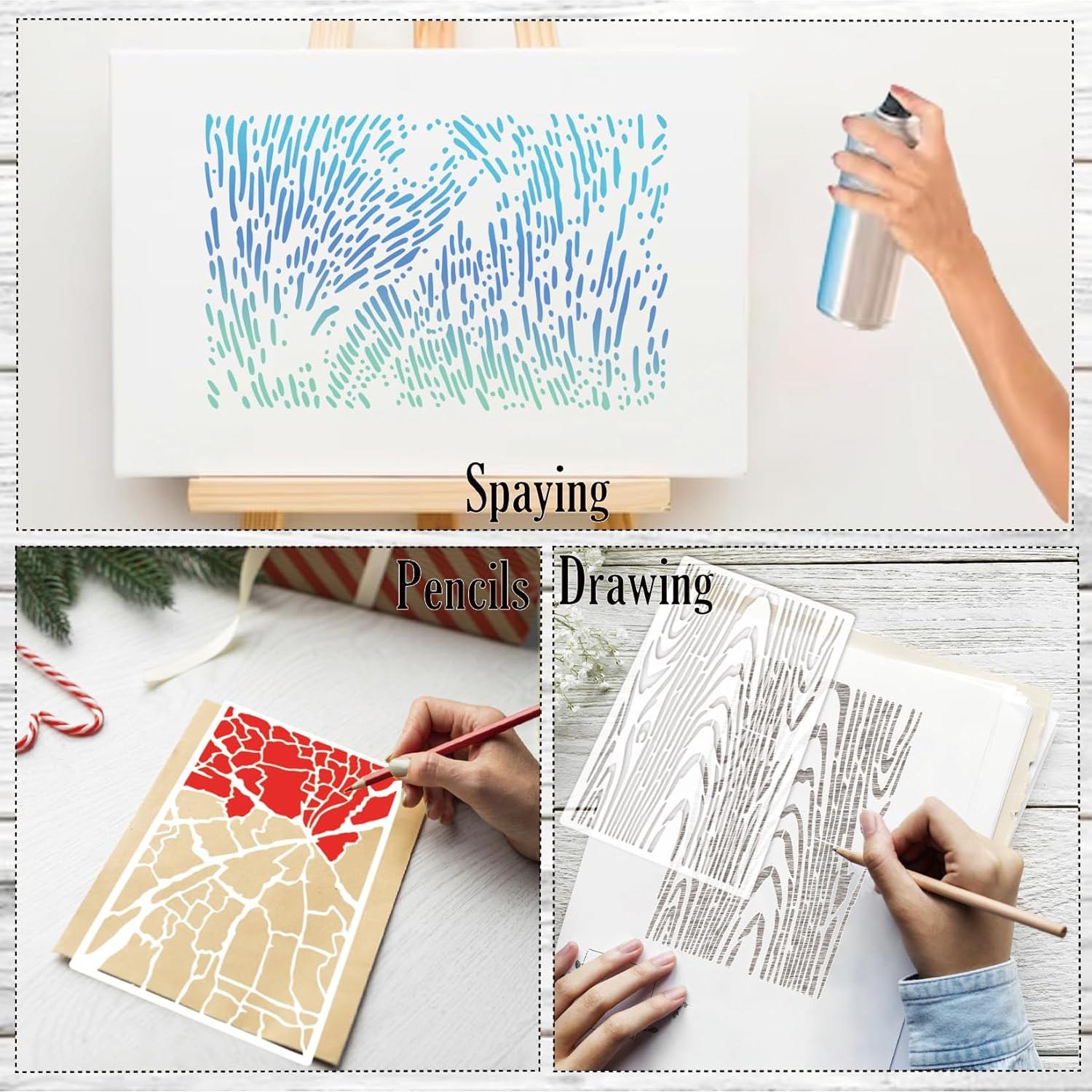 8 Plantillas de Textura Geométrica Boqon para Pintura DIY