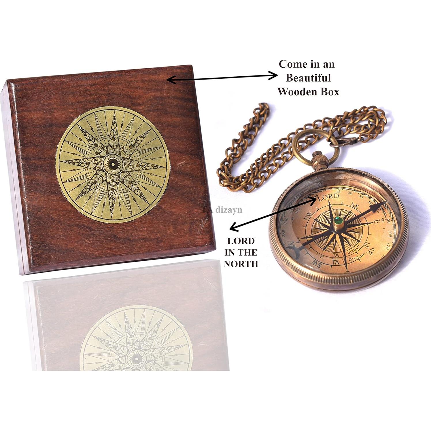 Brújula de Latón Antiguo TA dizayn con Proverbios 3:5-6