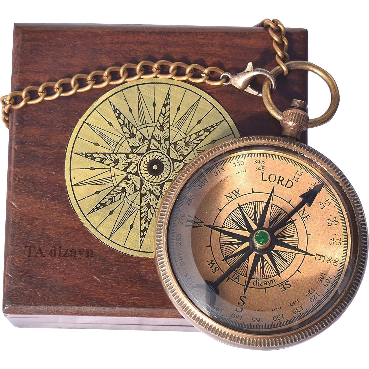 Brújula de Latón Antiguo TA dizayn con Proverbios 3:5-6