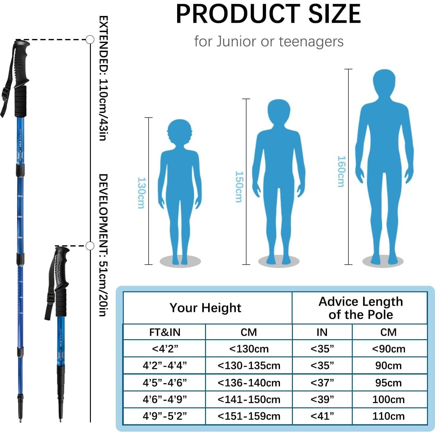 Bastones de Senderismo Ynaize 2 Pack Aluminio Ligeros Ajustables