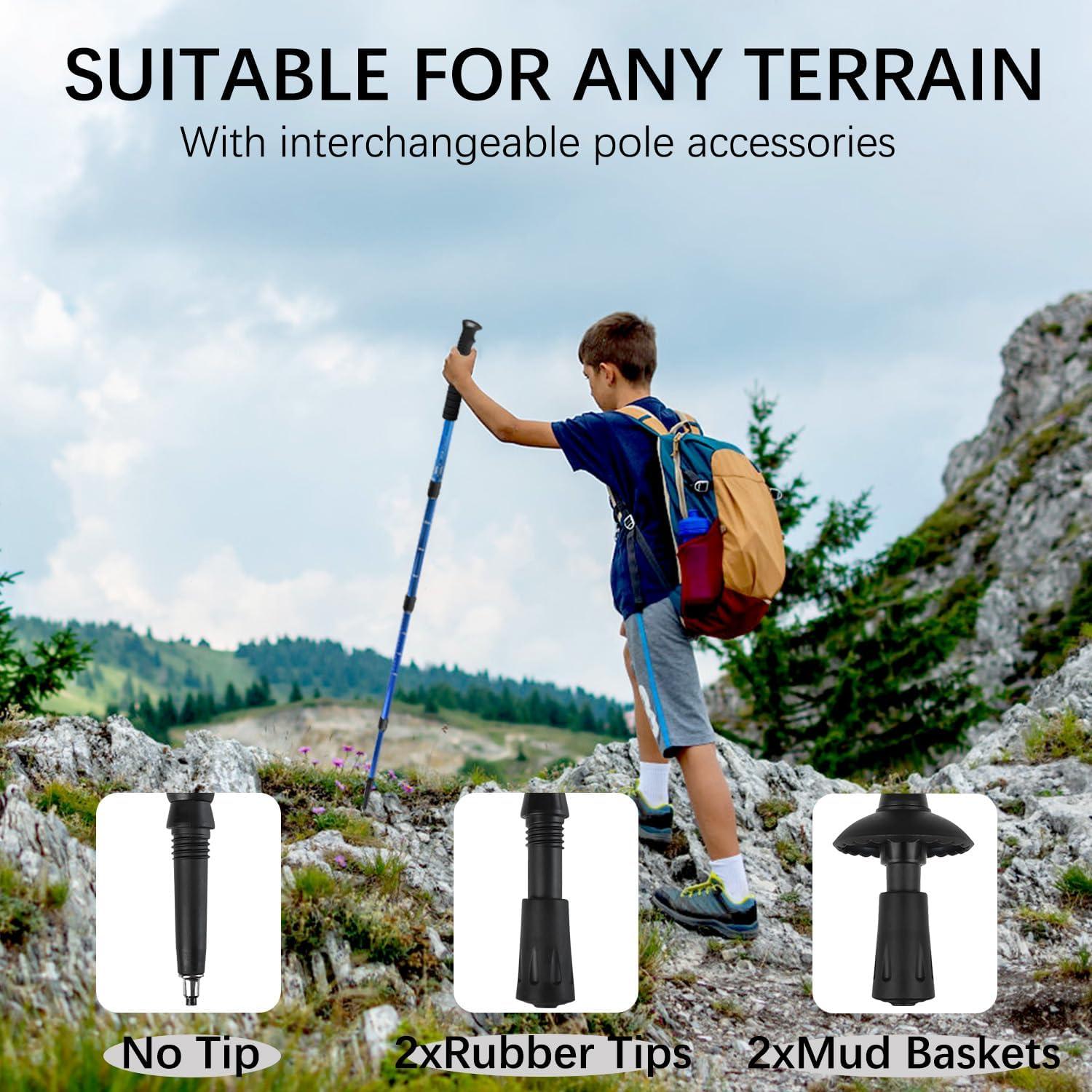 Bastones de Senderismo Ynaize 2 Pack Aluminio Ligeros Ajustables