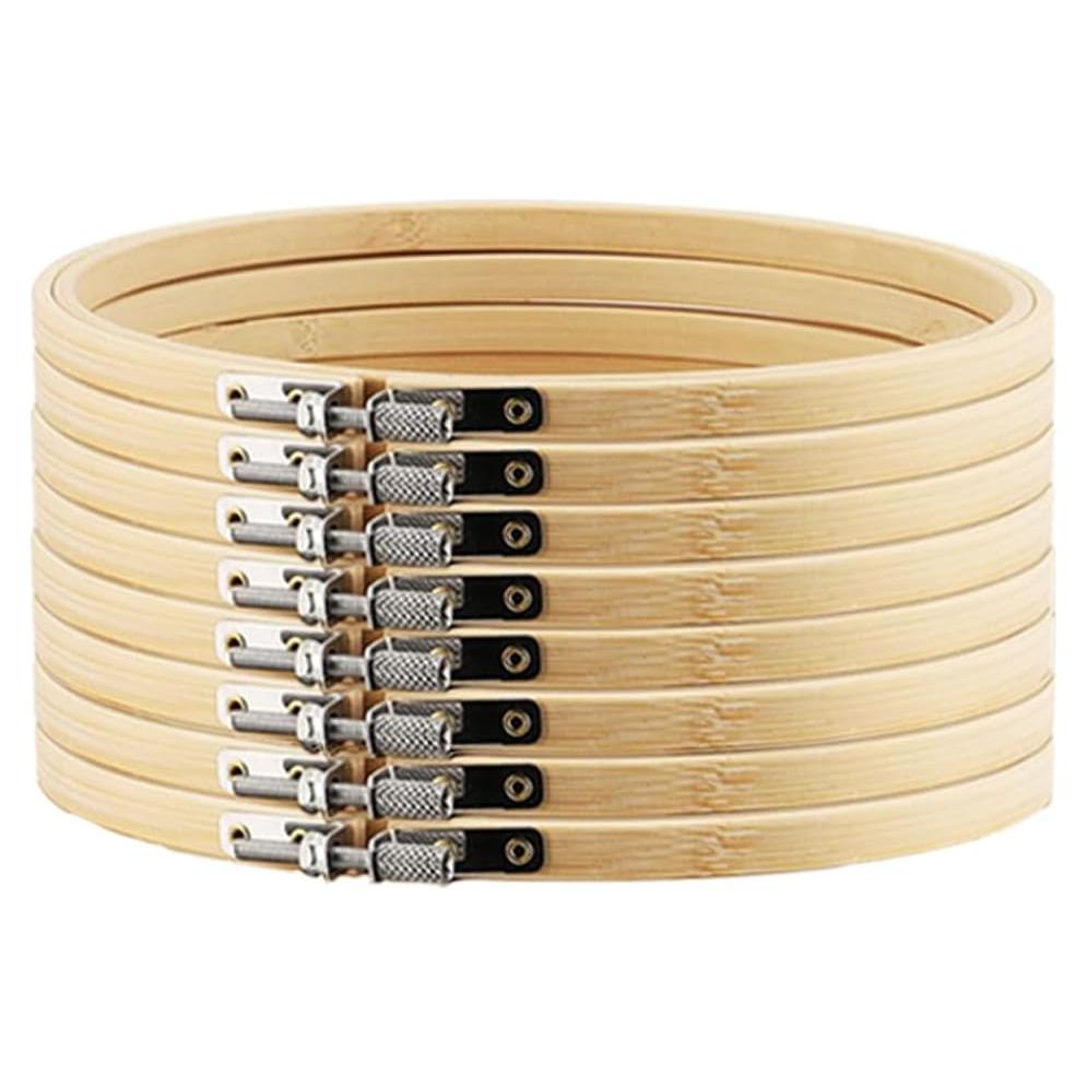 Aros de Bordado TINDTOP 8 Piezas 26 cm de Bambú