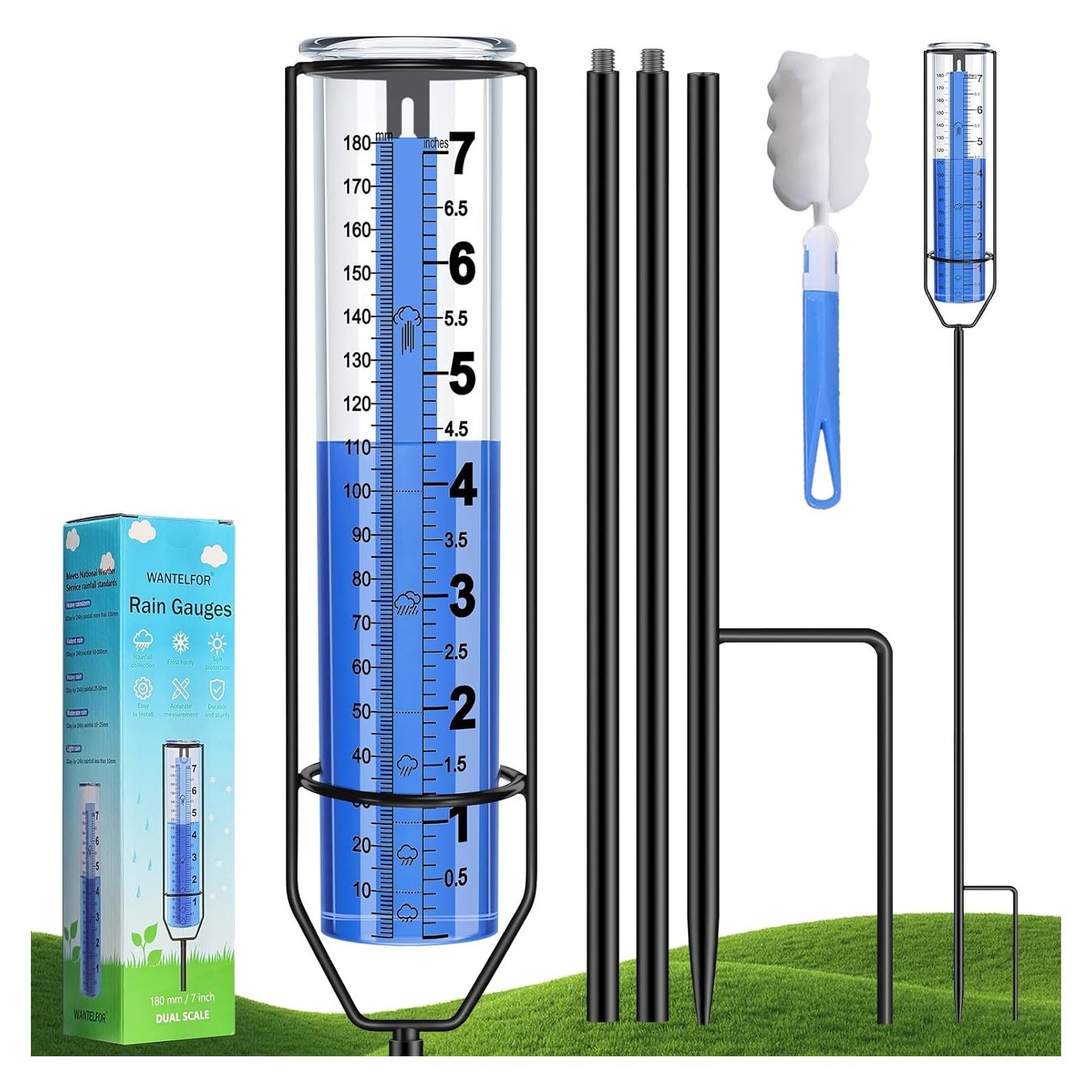 Pluviómetro Exterior WANTELFOR 18 cm Ajustable a Prueba de Heladas