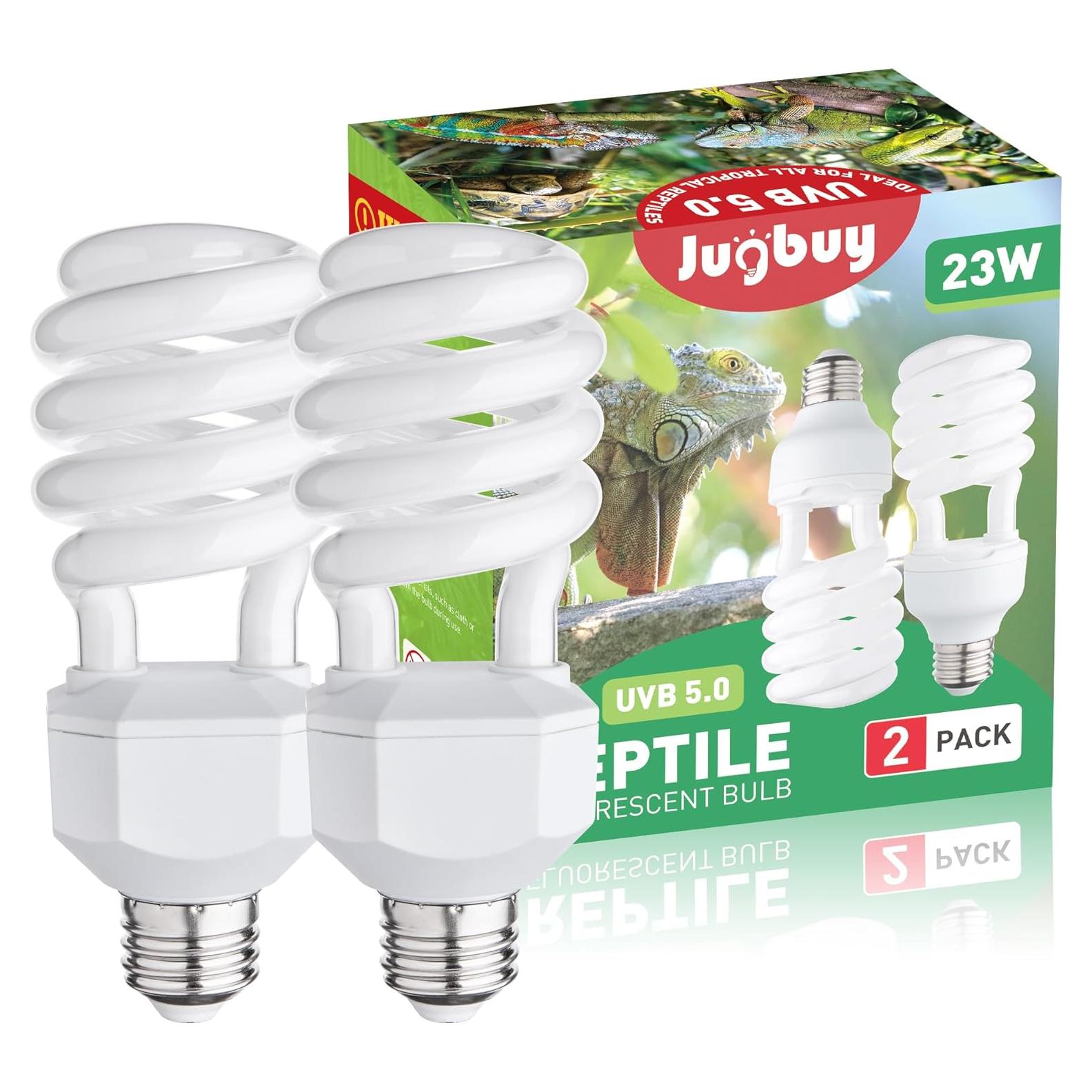 Bombilla UVB 5.0 Jugbuy 23W para Reptiles Tropicales - Paquete de 2