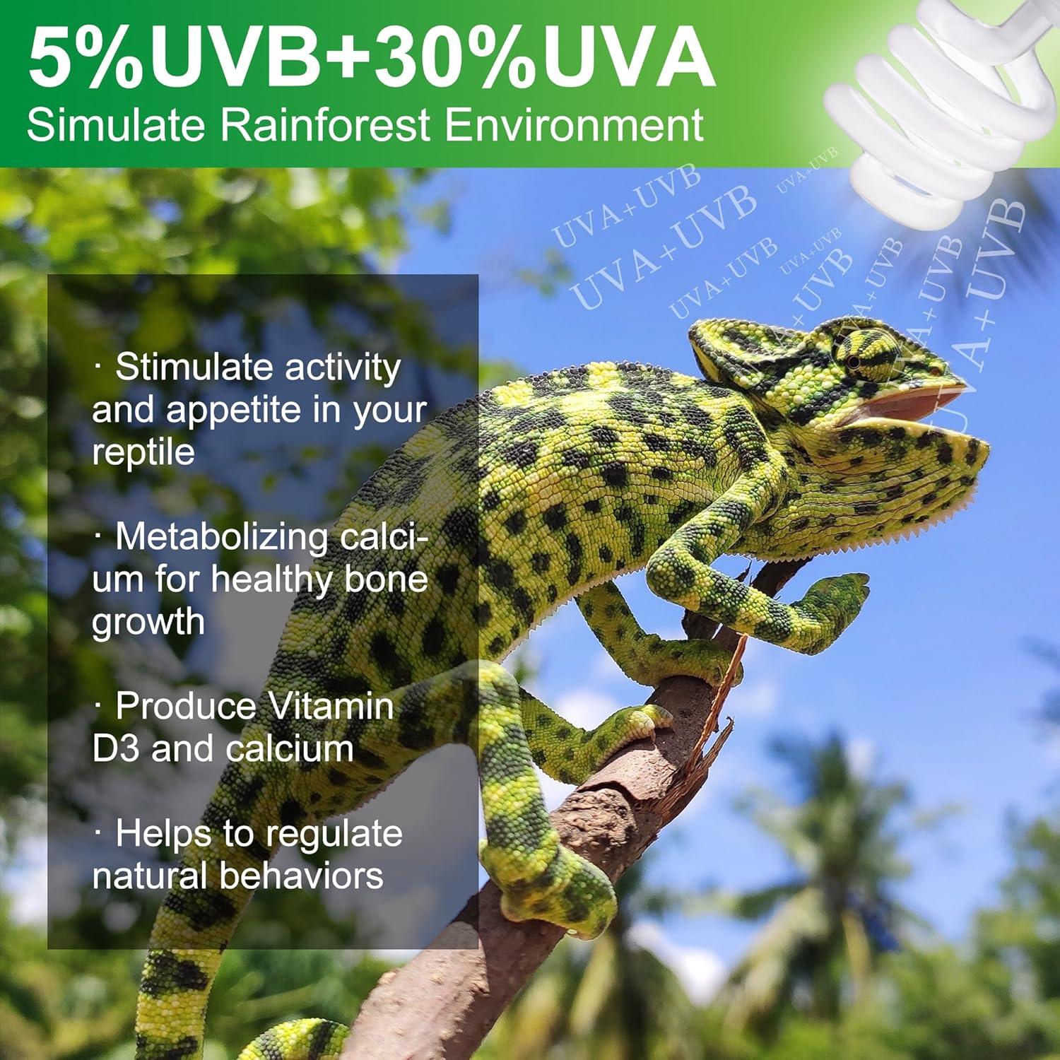 Bombilla UVB 5.0 Jugbuy 23W para Reptiles Tropicales - Paquete de 2