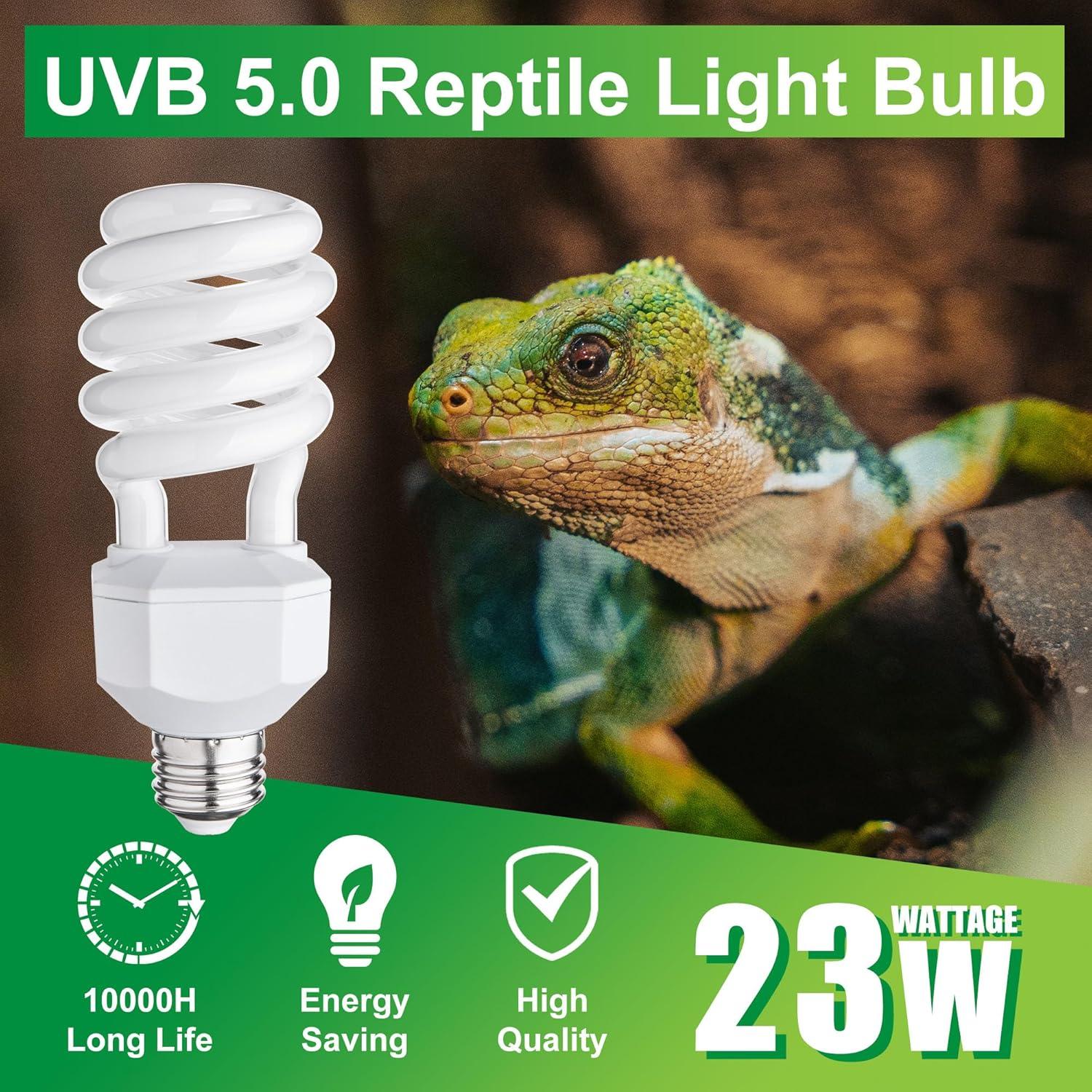 Bombilla UVB 5.0 Jugbuy 23W para Reptiles Tropicales - Paquete de 2