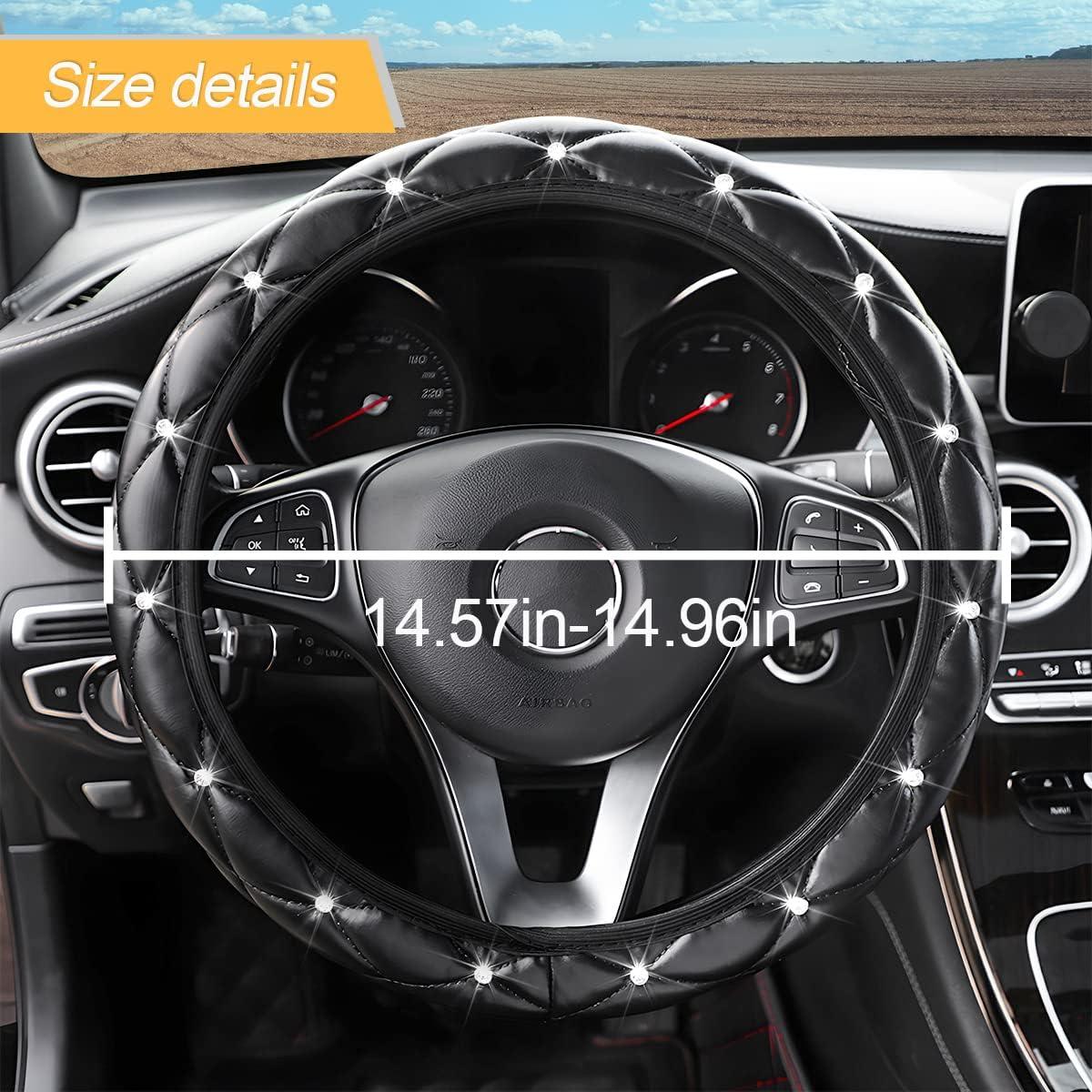 Cubierta de Volante LoyaForba de Cuero con Rhinestones 37-38 cm