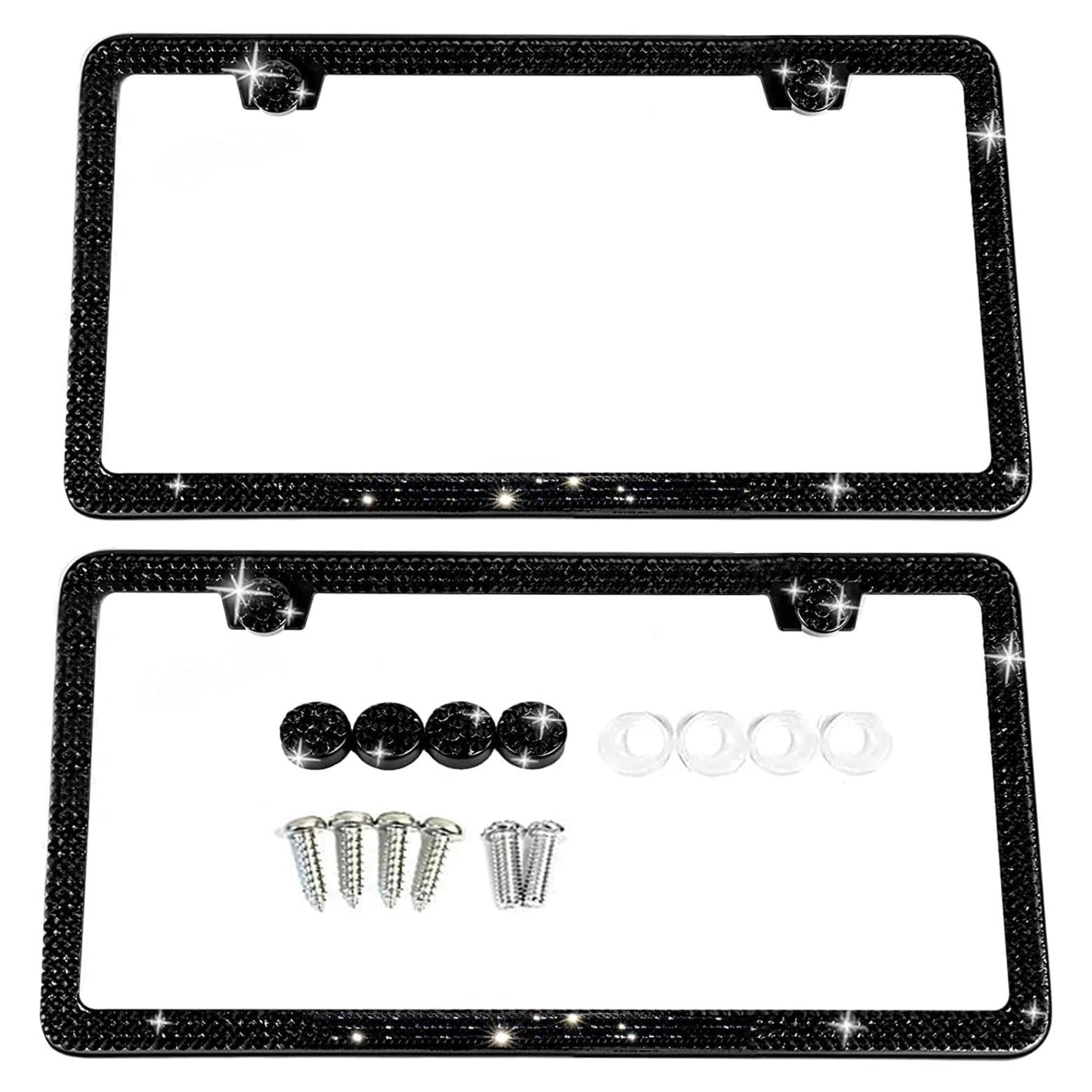 Marco de Placa de Licencia Brillante SunplusTrade 2 Pzas Negro