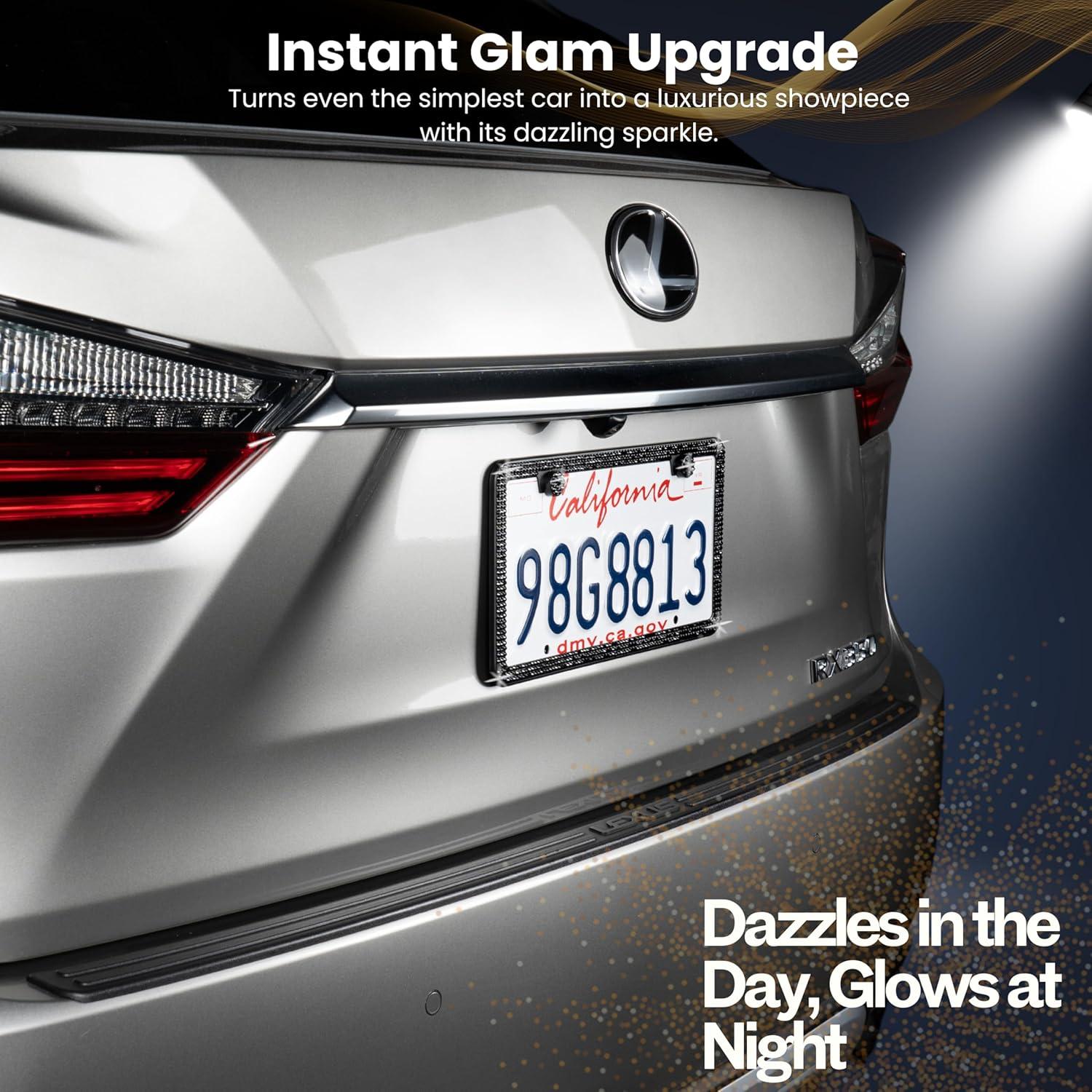 Marco de Placa de Licencia Brillante SunplusTrade 2 Pzas Negro