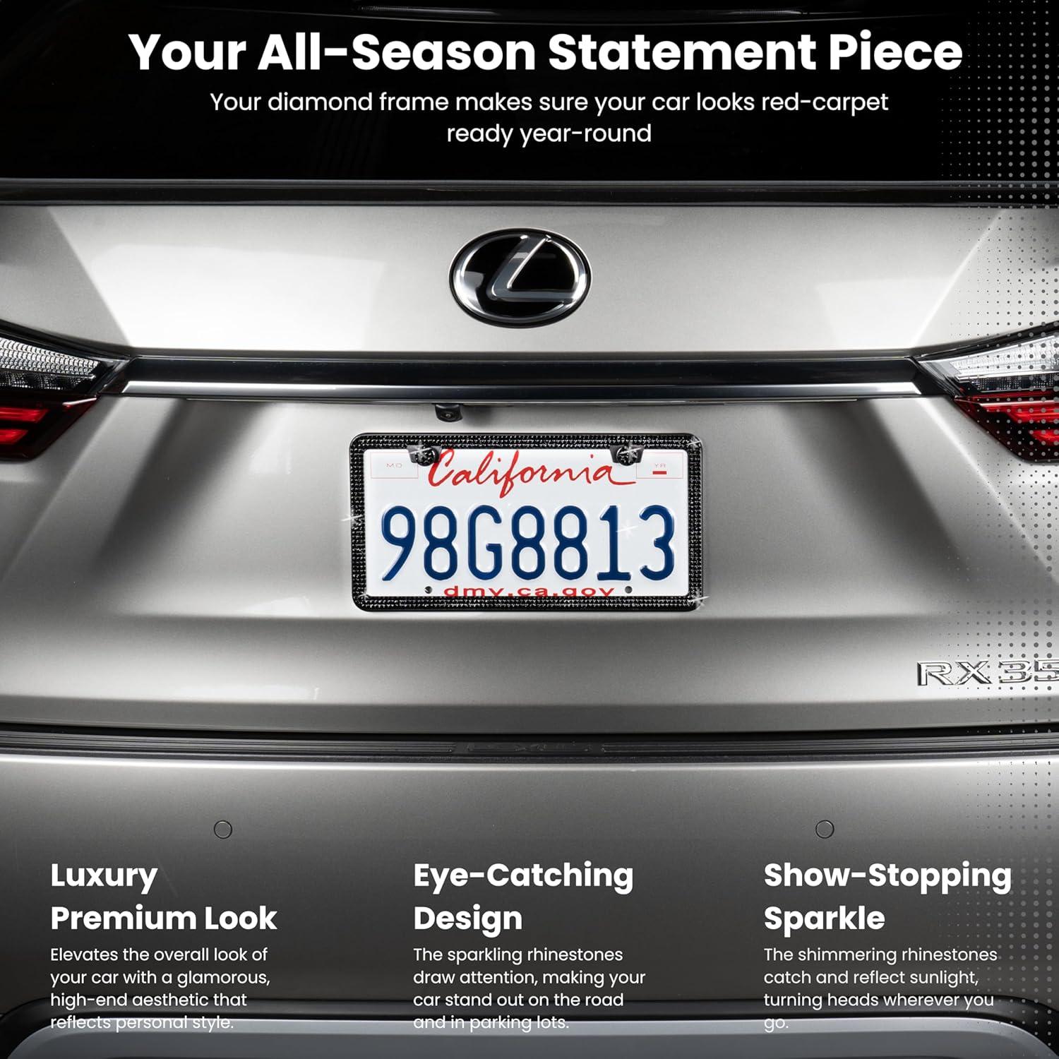 Marco de Placa de Licencia Brillante SunplusTrade 2 Pzas Negro