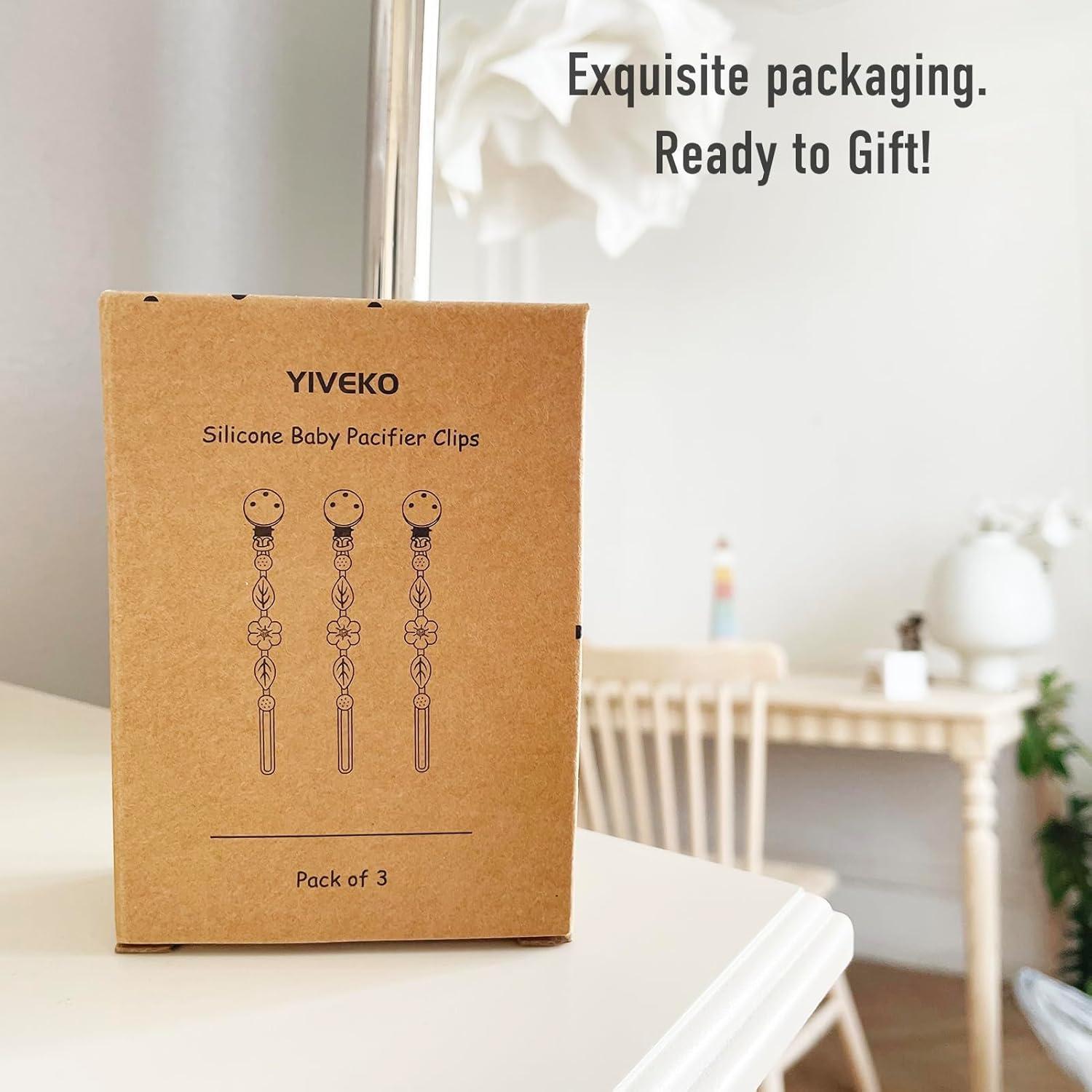Clip de Chupete para Bebé YIVEKO Juego de 3 Piezas Silicona