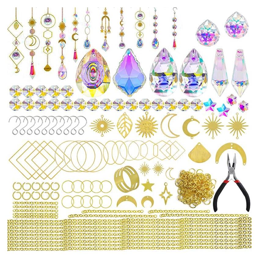 Kit de Suncatcher de Cristal H&D 215 Piezas DIY Dorado