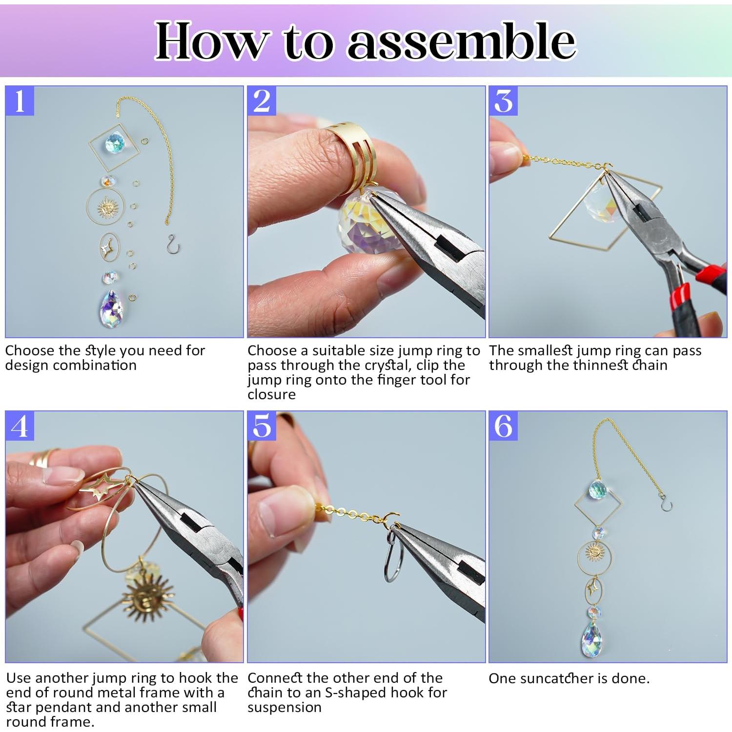 Kit de Suncatcher de Cristal H&D 215 Piezas DIY Dorado