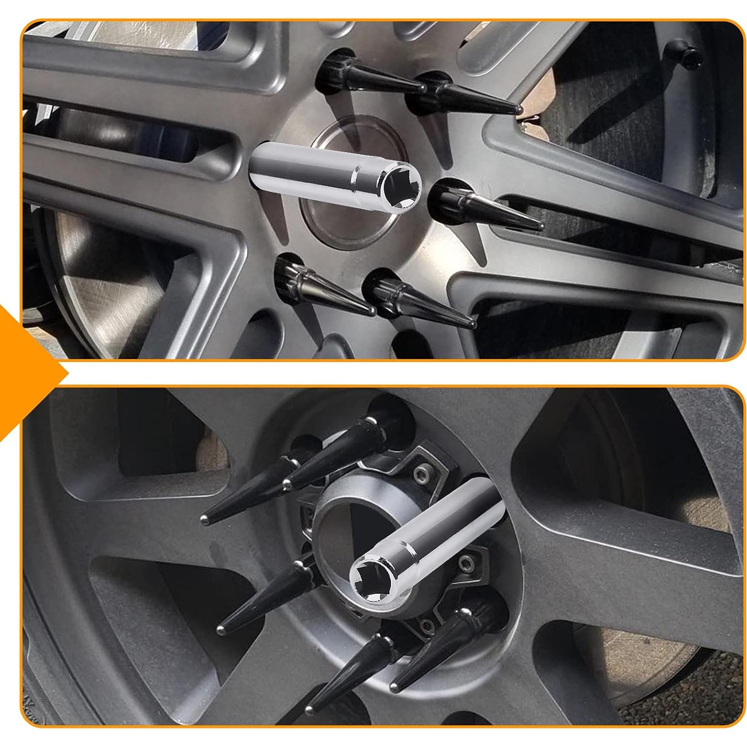 MIKKUPPA 7 Point Spike Lug Nuts Socket Key, 20mm Inner Diameter SAE 1/2" Drive Replacement Hex Socket Tuner Tool for M14x1.5, M14x2.0, 9/16 Chevy Silverado Truck Aftermarket Spiked Wheel Lug Nut