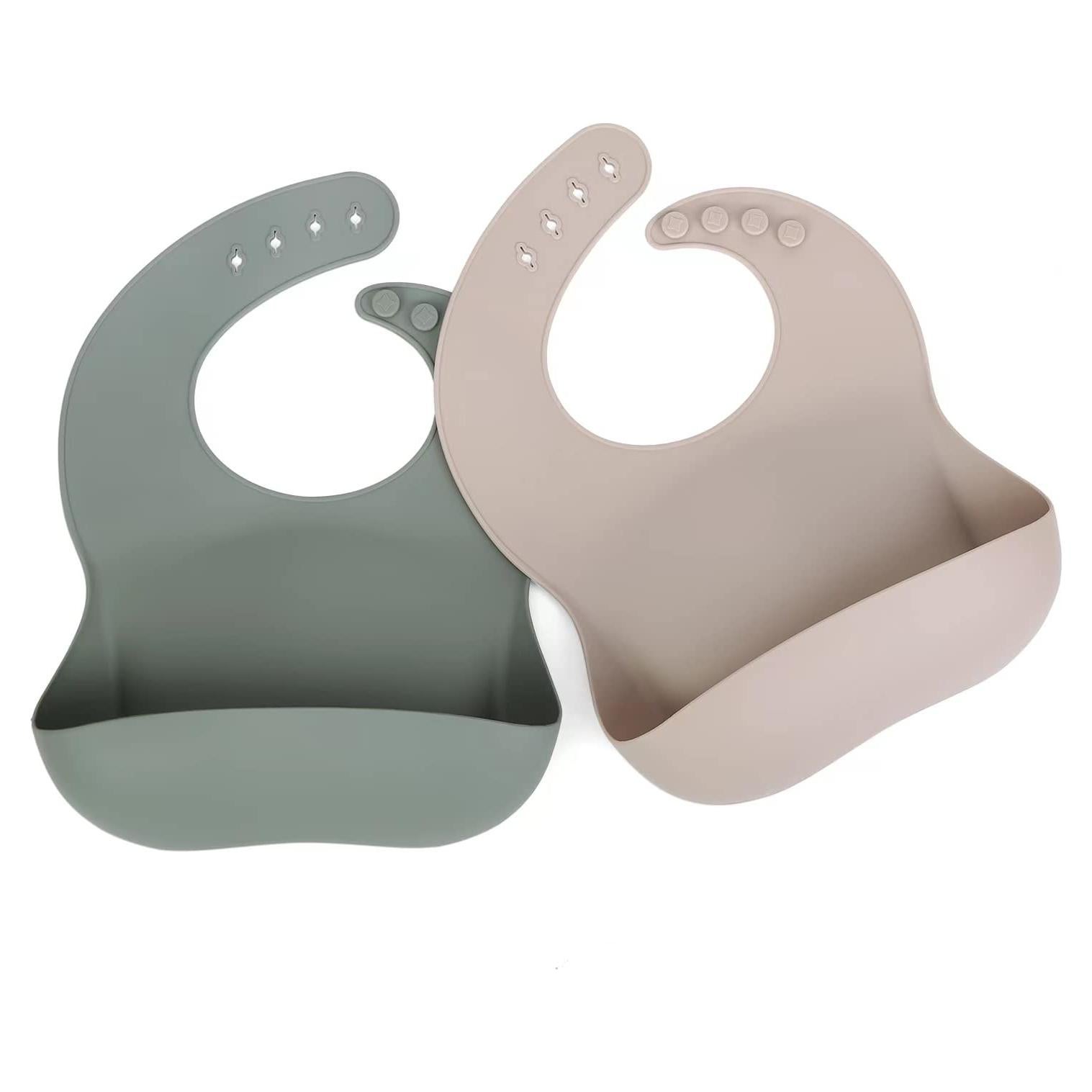 Baberos de Silicona Ginbear Ajustables Impermeables 2 Unidades