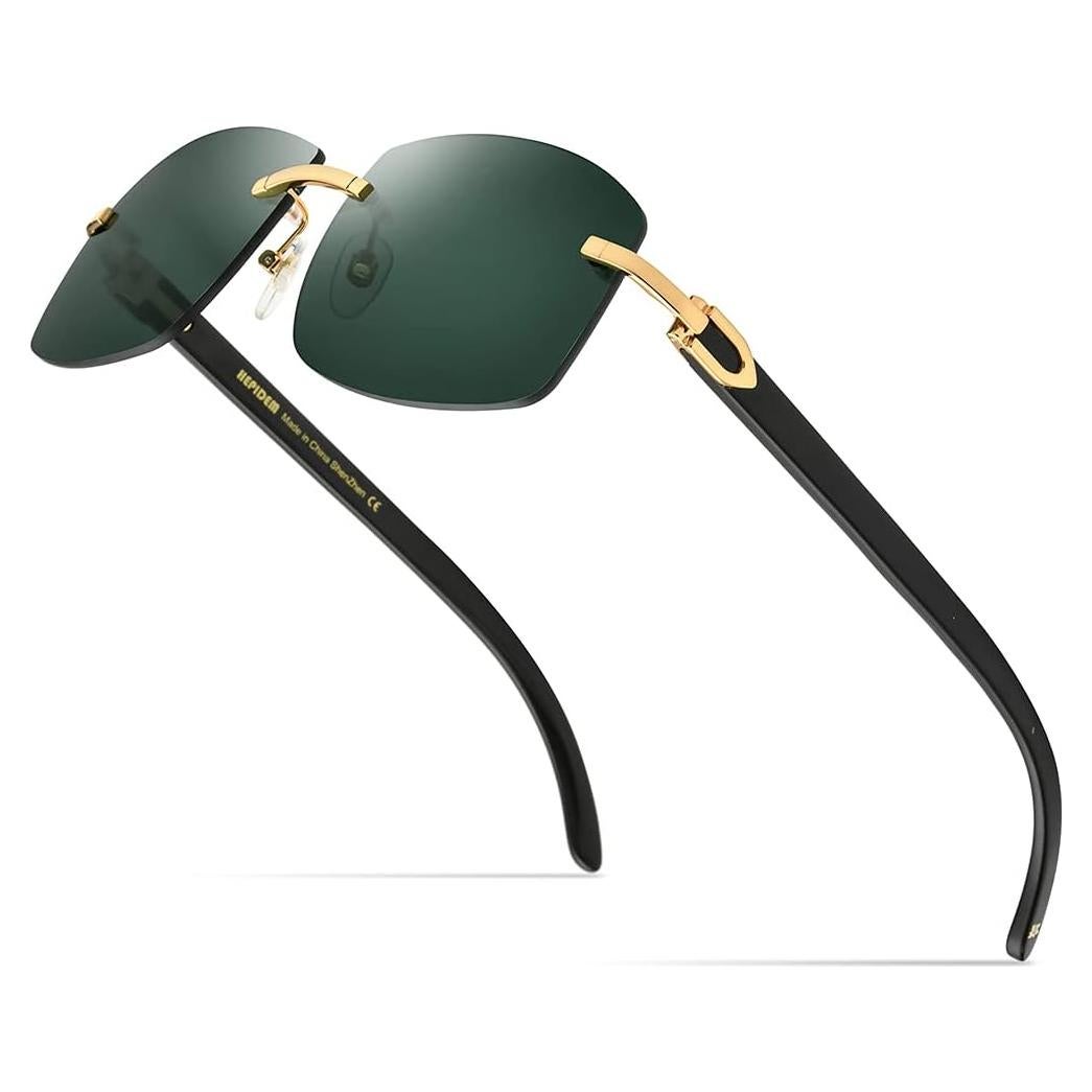 Gafas de Sol Hepidem Cuerno de Búfalo Real Unisex Marco Negro