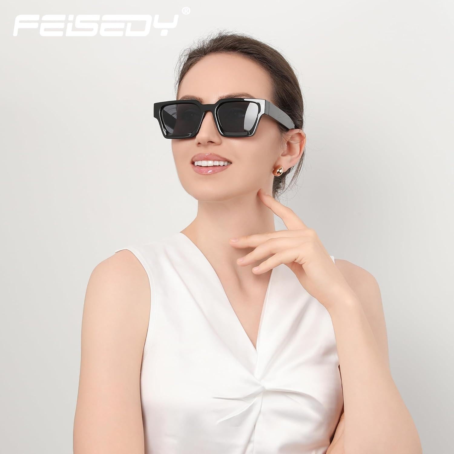 Gafas de Sol Retro Cuadradas FEISEDY UV400 Unisex