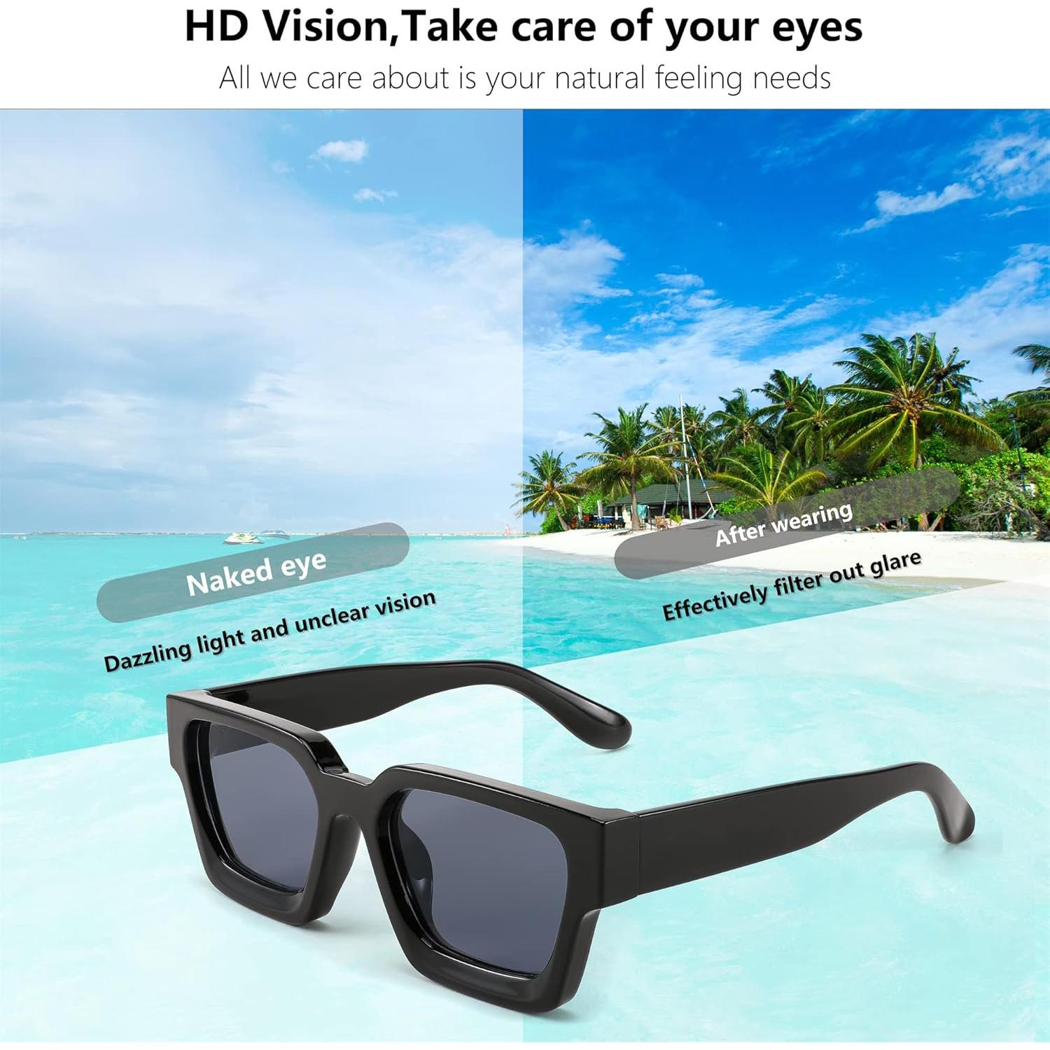 Gafas de Sol Retro Cuadradas FEISEDY UV400 Unisex