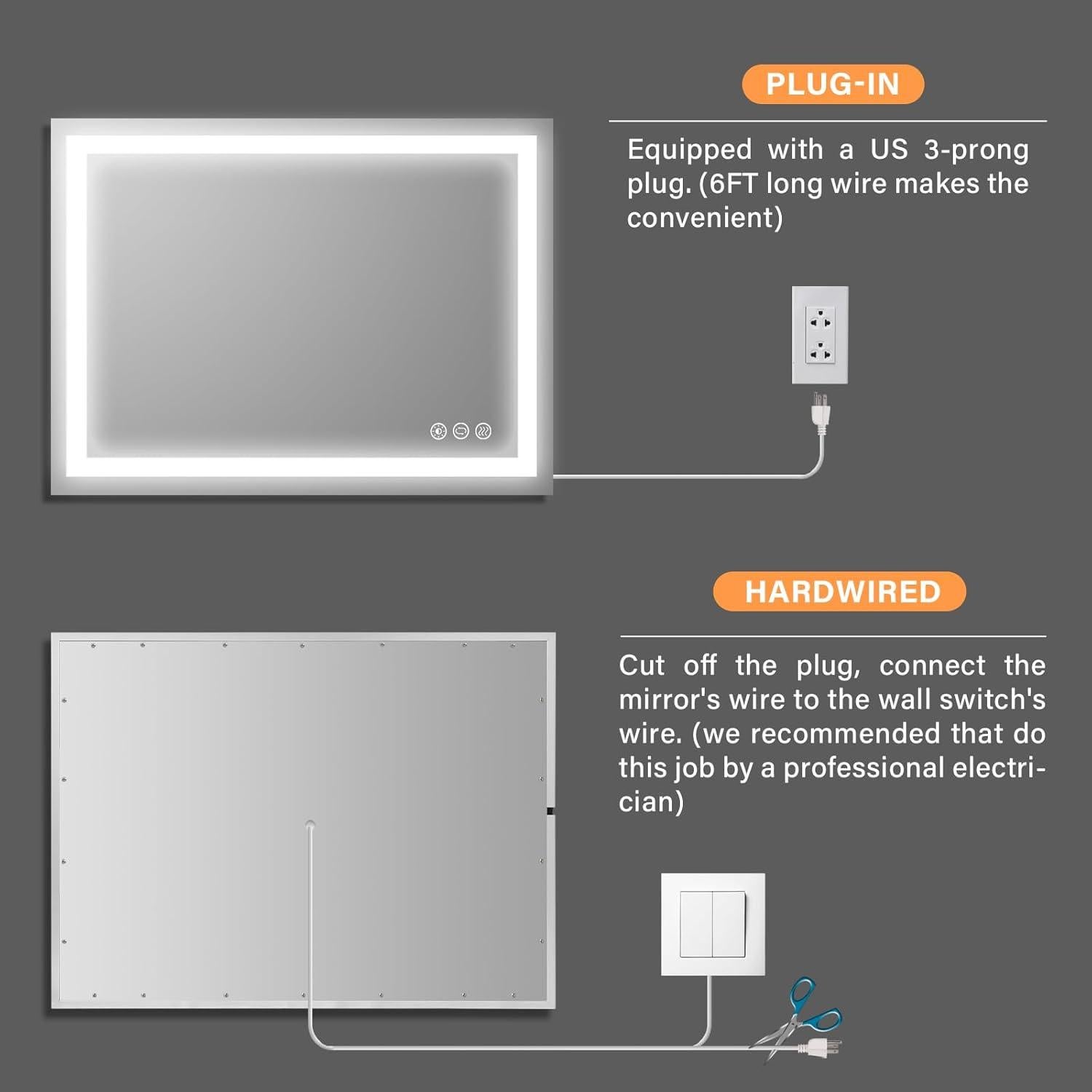 Espejo de Baño LED Butylux 36x28" Anti-Niebla Regulable