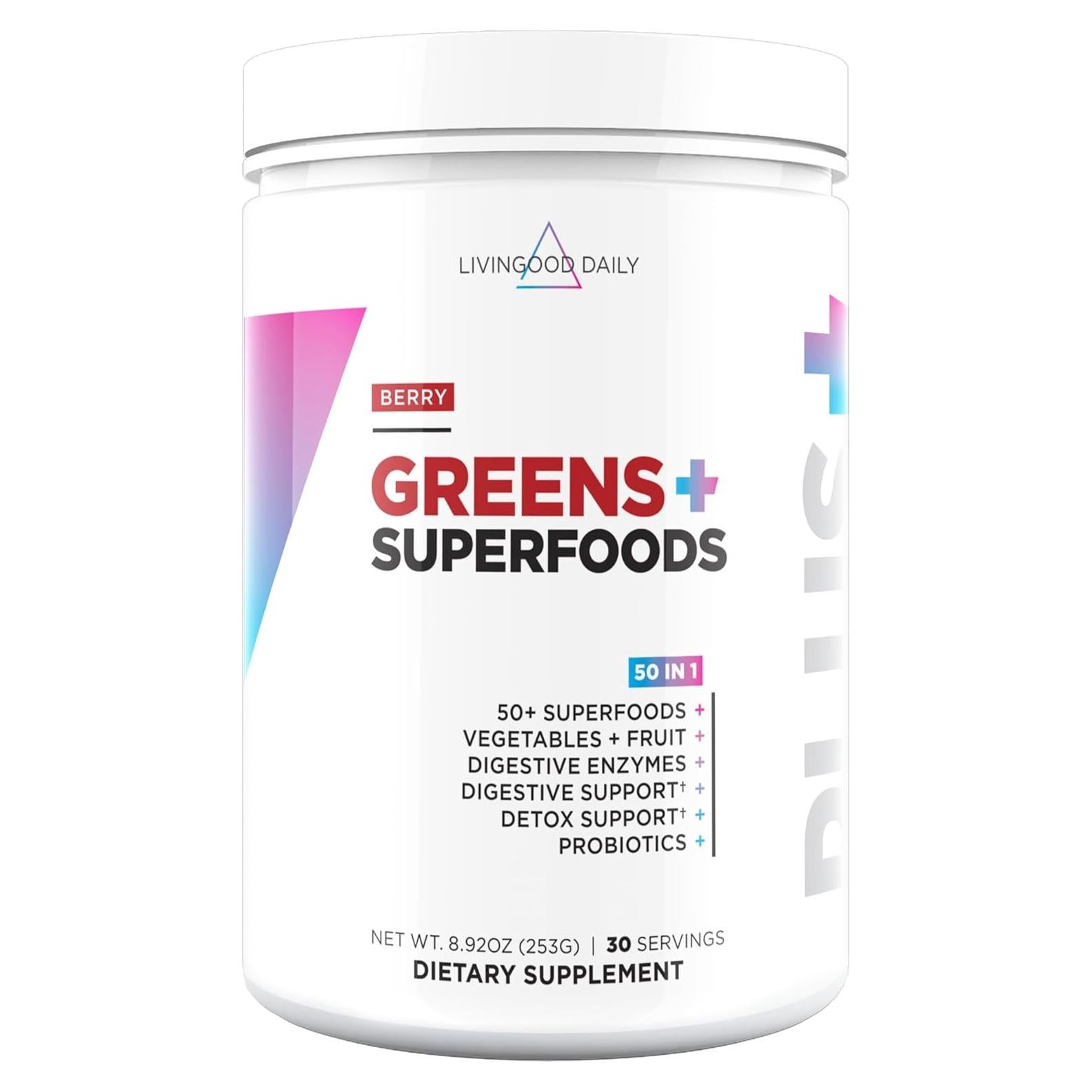 Polvo de Superalimentos Livingood Daily Greens Sabor Baya 30 Porciones