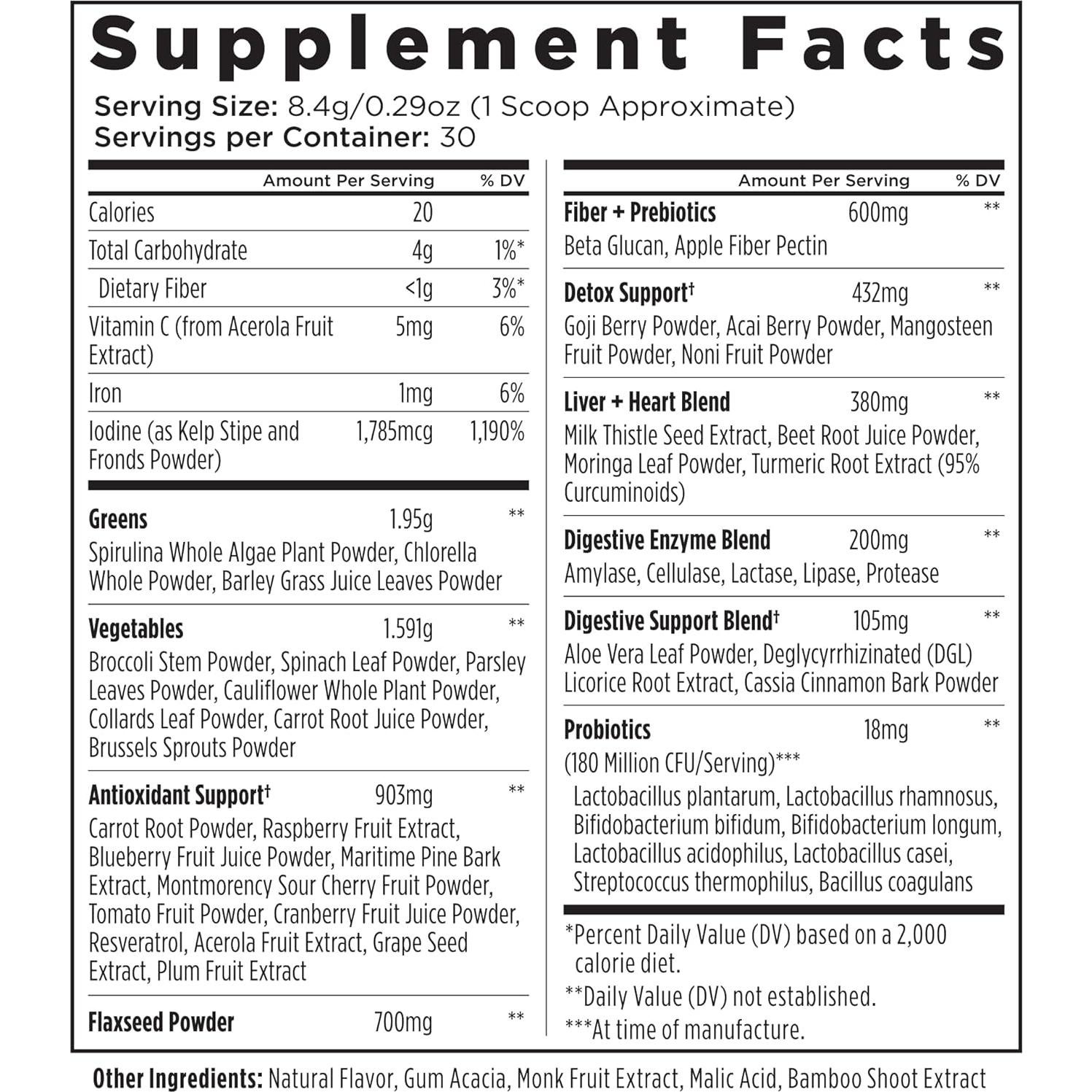 Polvo de Superalimentos Livingood Daily Greens Sabor Baya 30 Porciones