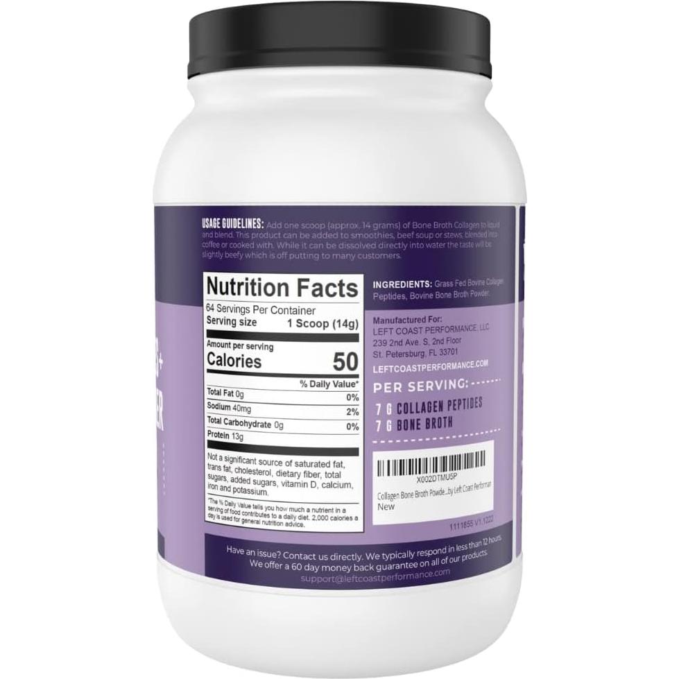 Polvo de Caldo de Huesos Left Coast Performance 907g