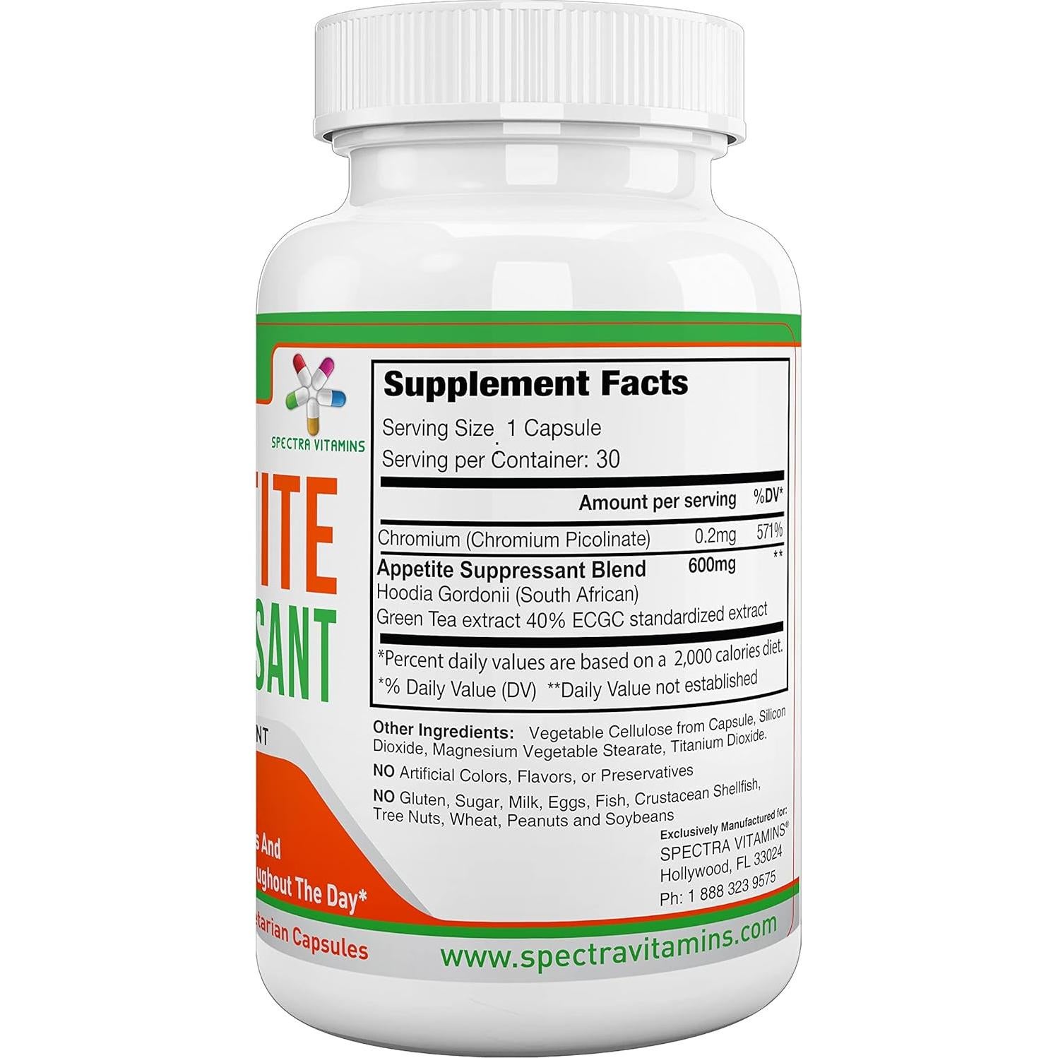 Supresor de Apetito 30 Cápsulas Spectra Vitamins - Hoodia y Té Verde