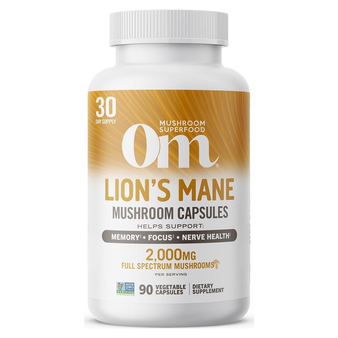 Suplemento de Hongo Melena de León OM 90 Cápsulas 2000mg