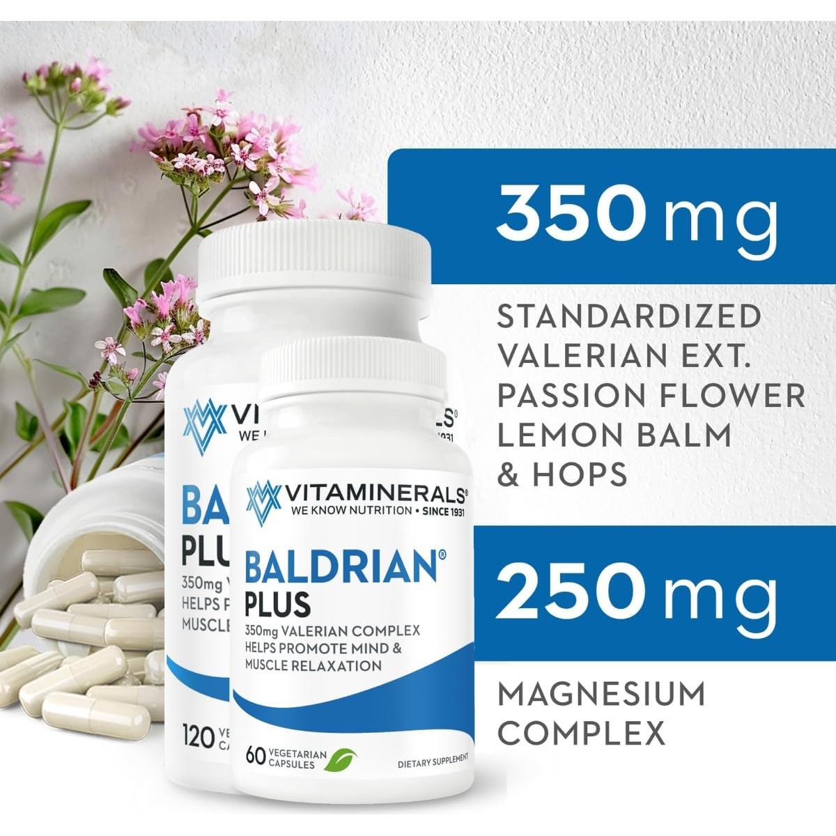 Baldrian Plus 350mg Vitaminerals - 60 Cápsulas Veganas