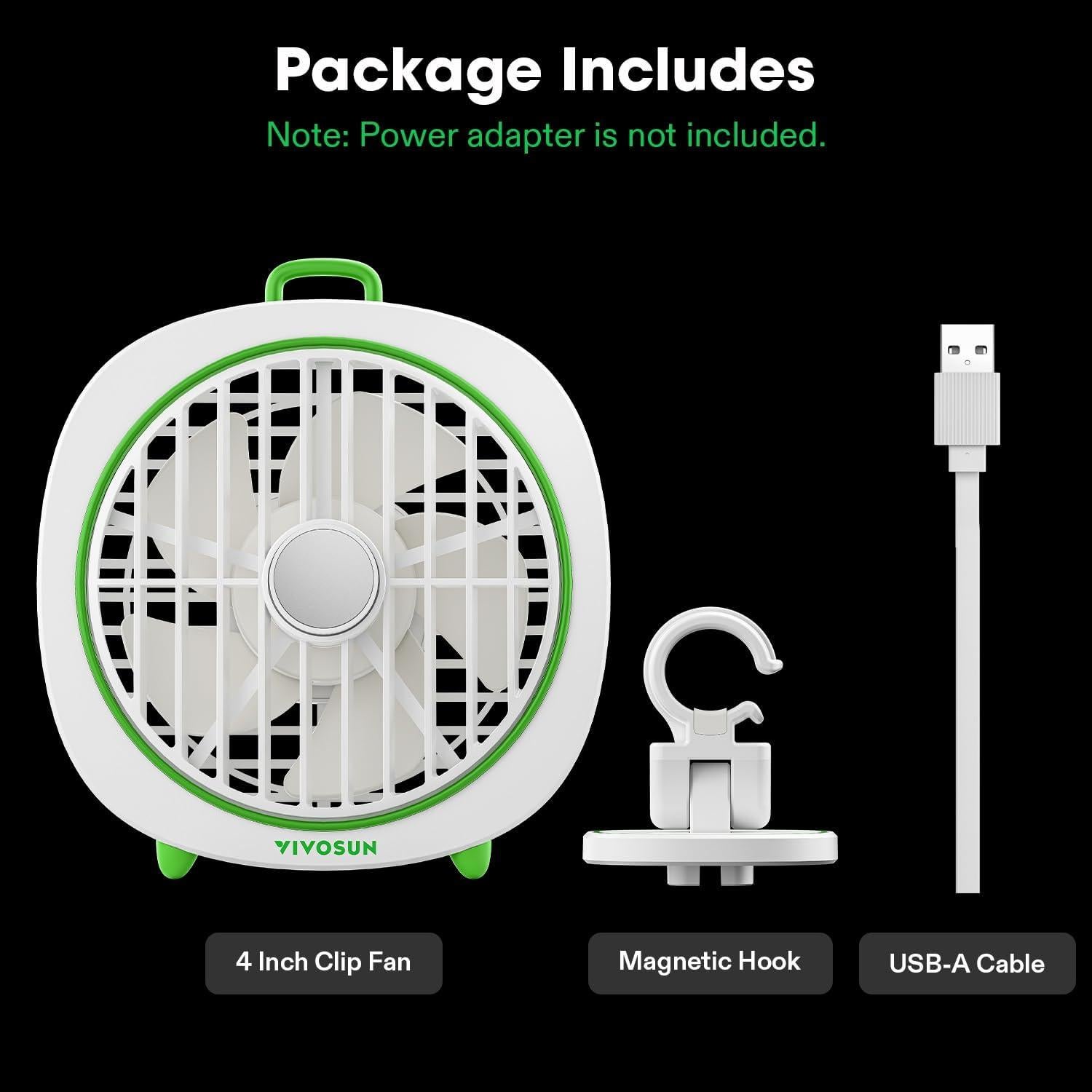 Ventilador de Clip VIVOSUN VSF-AWD4Wx2 4" Blanco 3 Velocidades