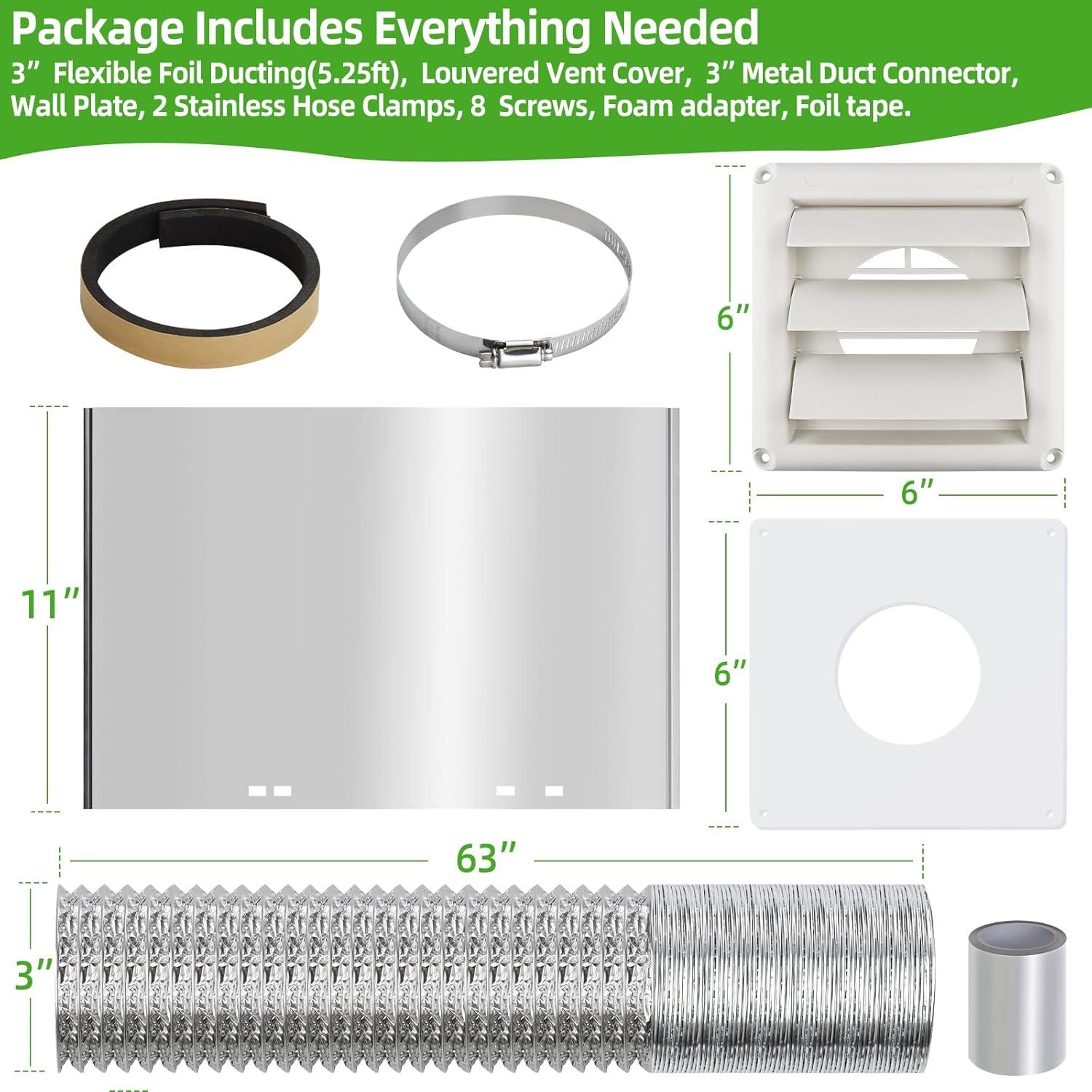 Kit de Ventilación para Secadora 3" JIANBENKJ Blanco