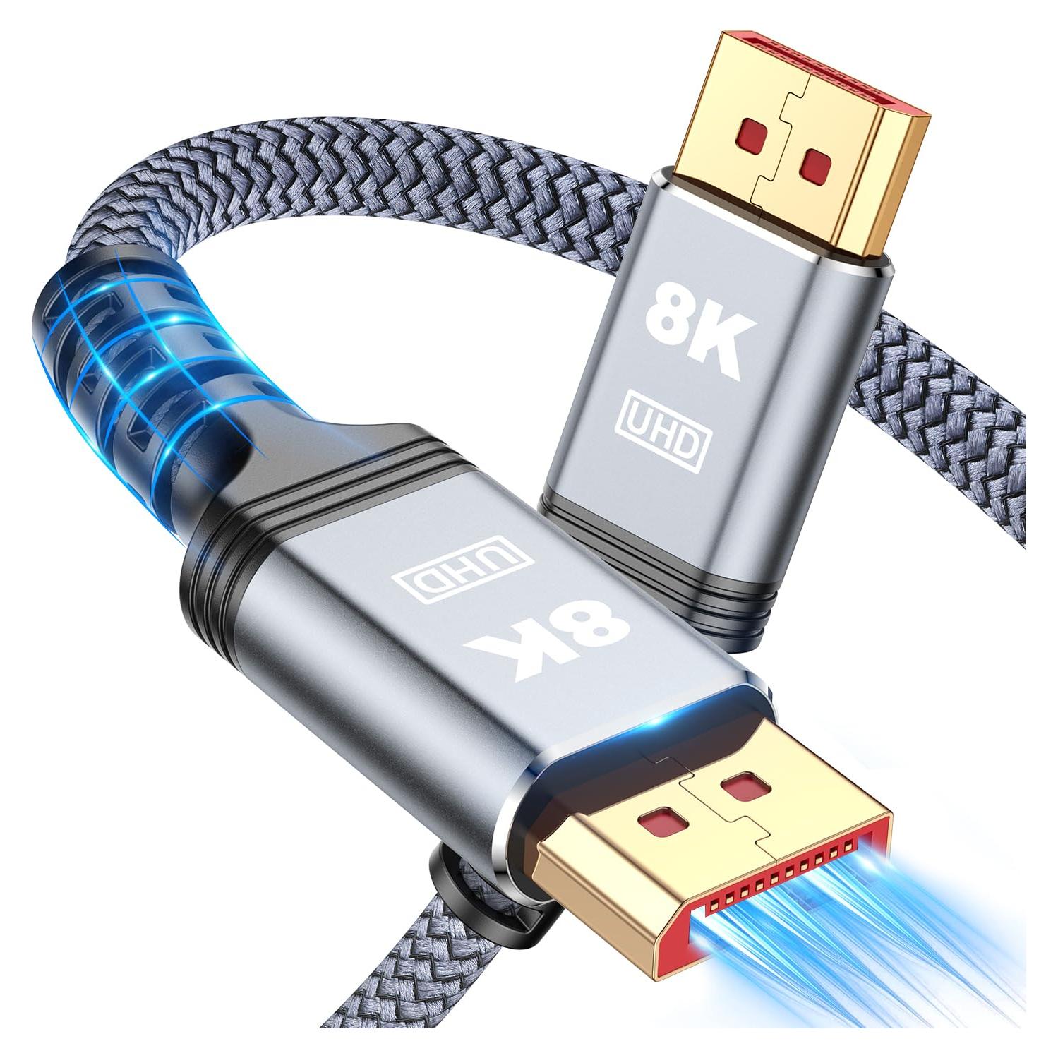 DisplayPort Cable 1.4, [VESA Certified] 8K 4K DP Cable, Display Port Cable 8K@60Hz, 4K@144Hz, 2K@240Hz, 32.4Gbps, High Refresh Rate for Gaming Monitor, HBR3, HDR, 1.6FT 3.3FT 5FT 6.6FT 9.8FT