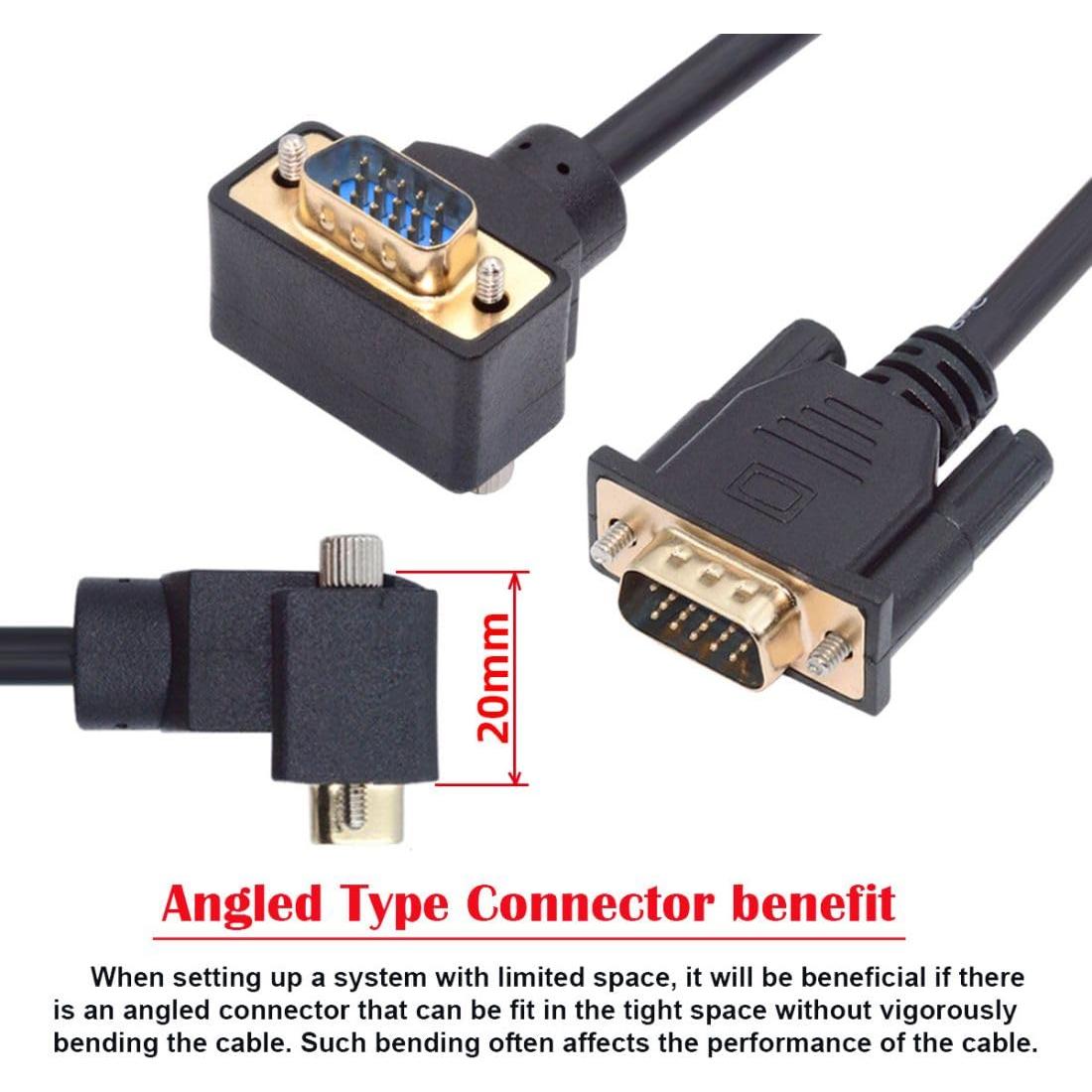 Cable VGA Chenyang 1.0M Macho a Macho 1080P Ángulo 90°
