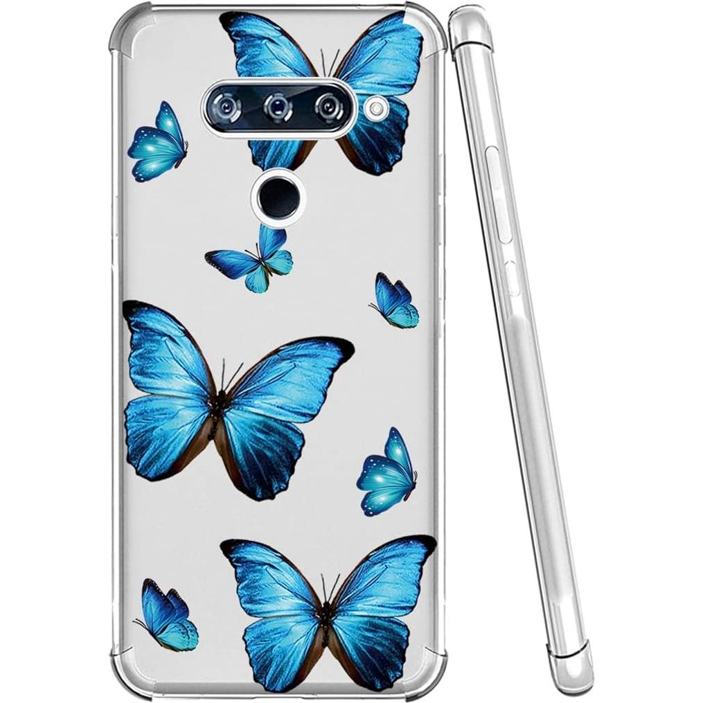 Funda Bumper TPU LG V40 ThinQ 6.4" Mariposa Azul Flexible
