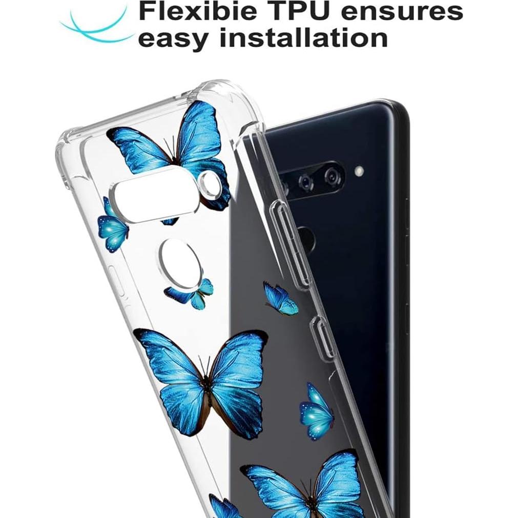 Funda Bumper TPU LG V40 ThinQ 6.4" Mariposa Azul Flexible